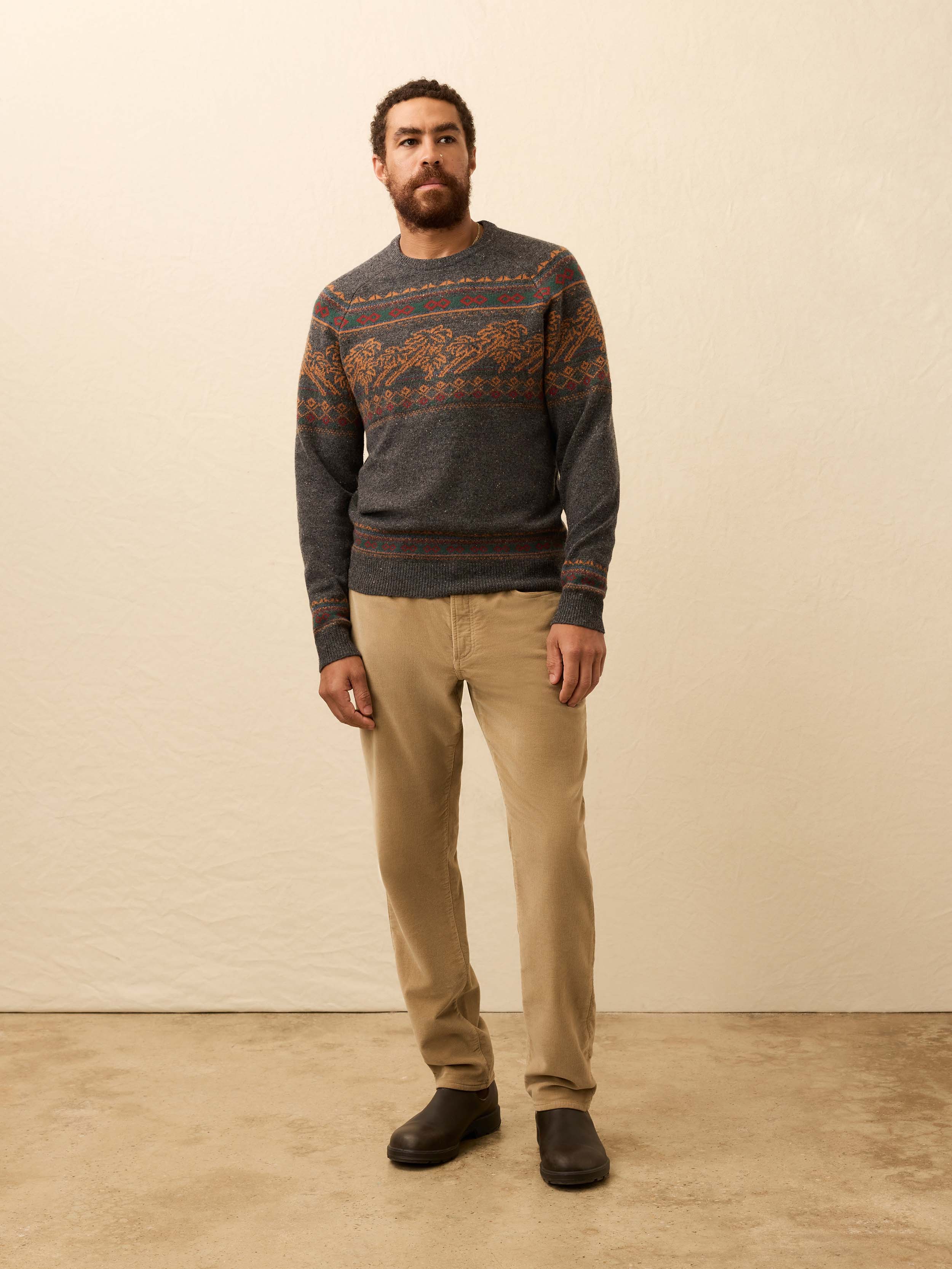 Donegal Crew Sweater - Charcoal Coast Fairisle | Faherty Brand