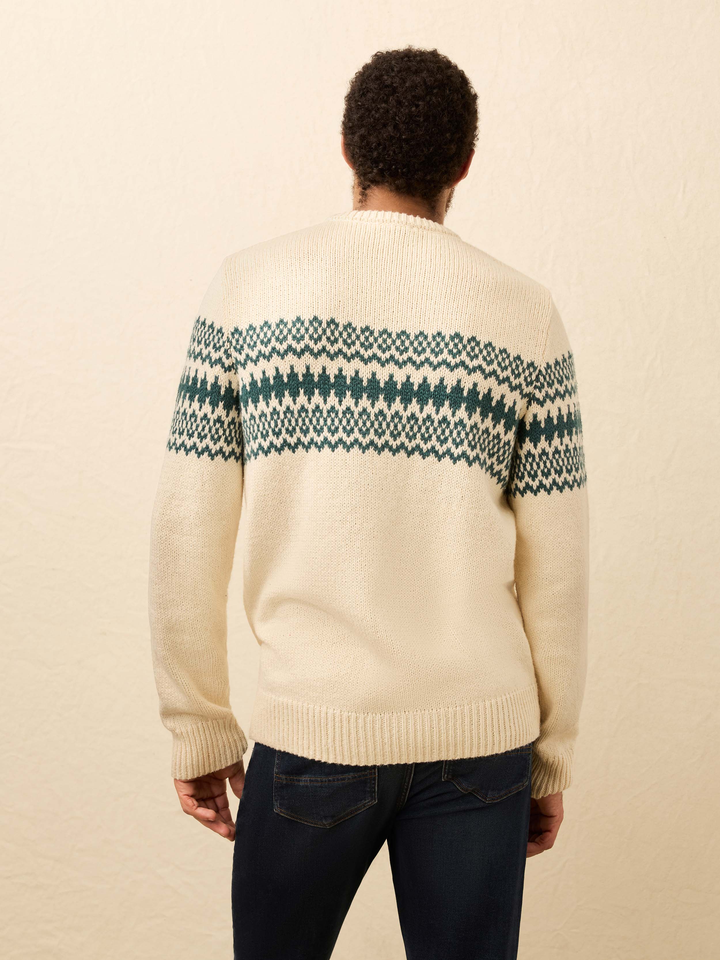 Heirloom Crewneck Sweater - Cream Forest Fairisle | Faherty Brand