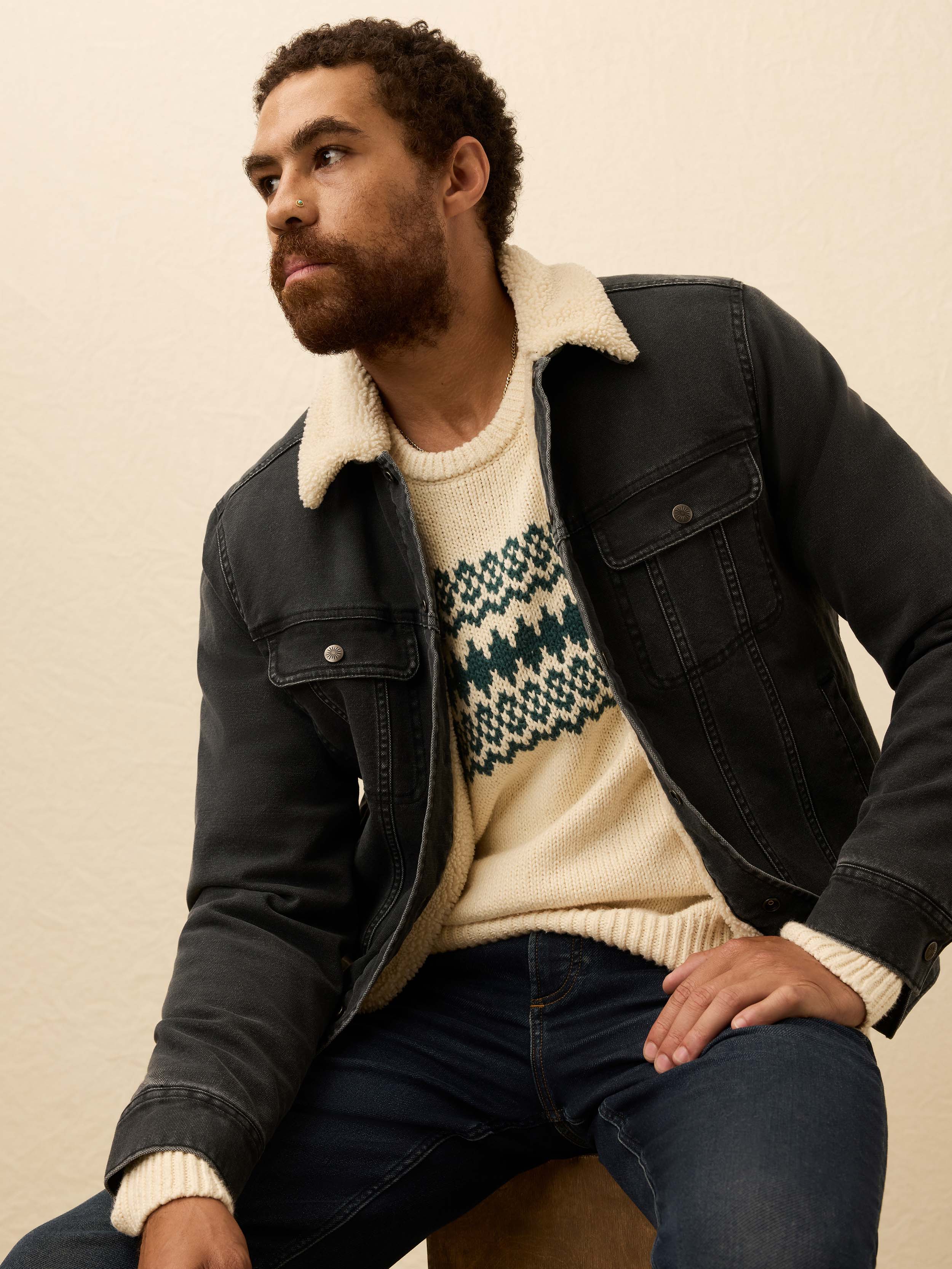 Heirloom Crewneck Sweater - Cream Forest Fairisle | Faherty Brand