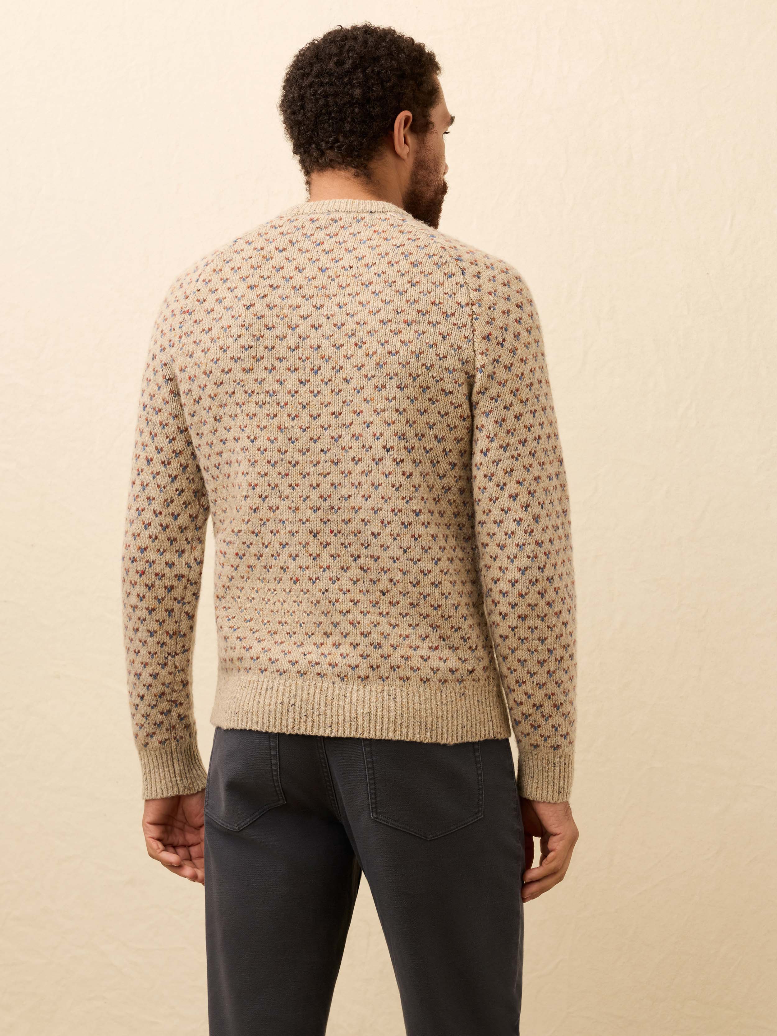Donegal Crew Sweater - Oat Birdseye Marl