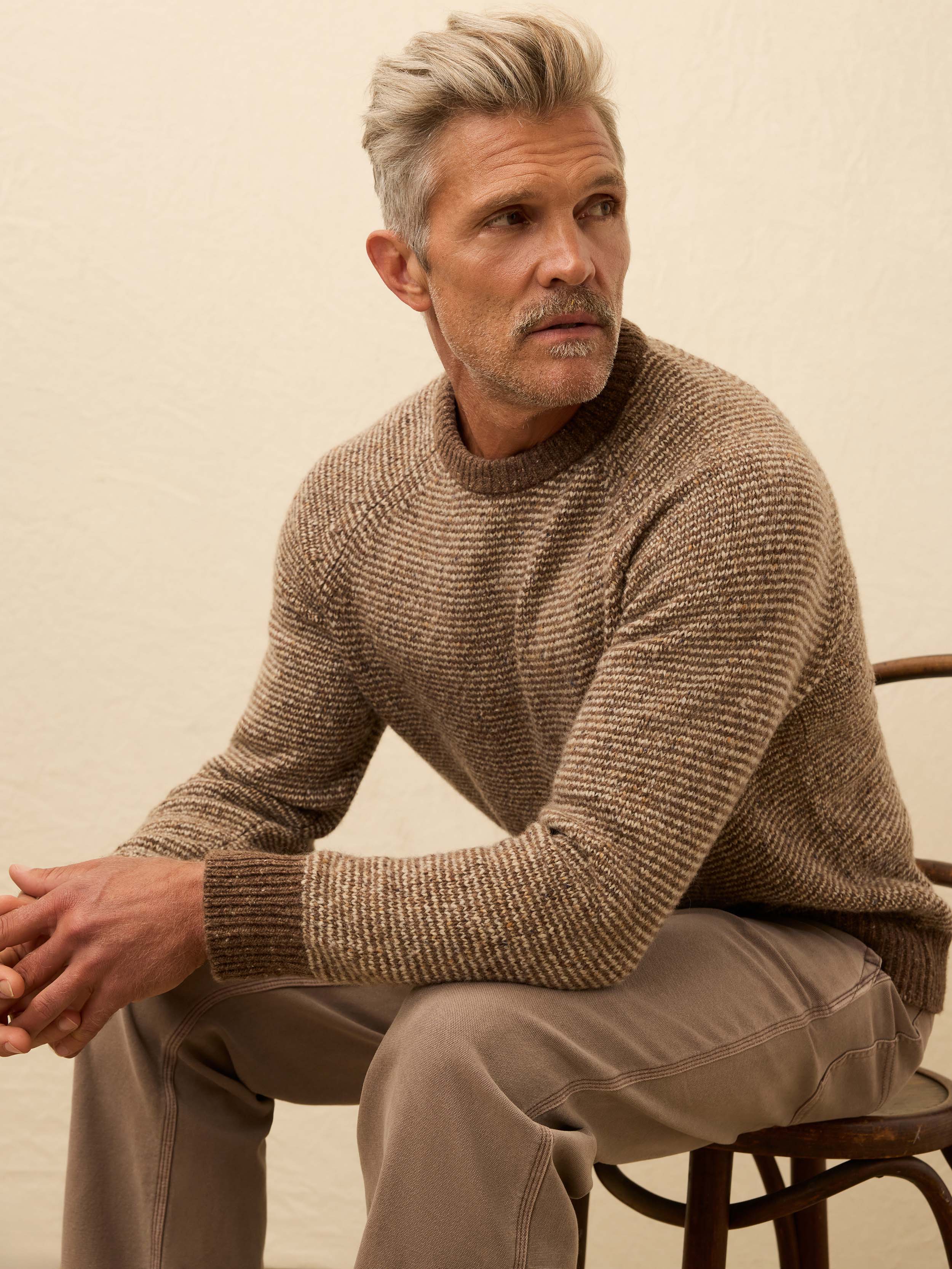 Donegal Crew Sweater - Walnut Feeder Marl | Faherty Brand