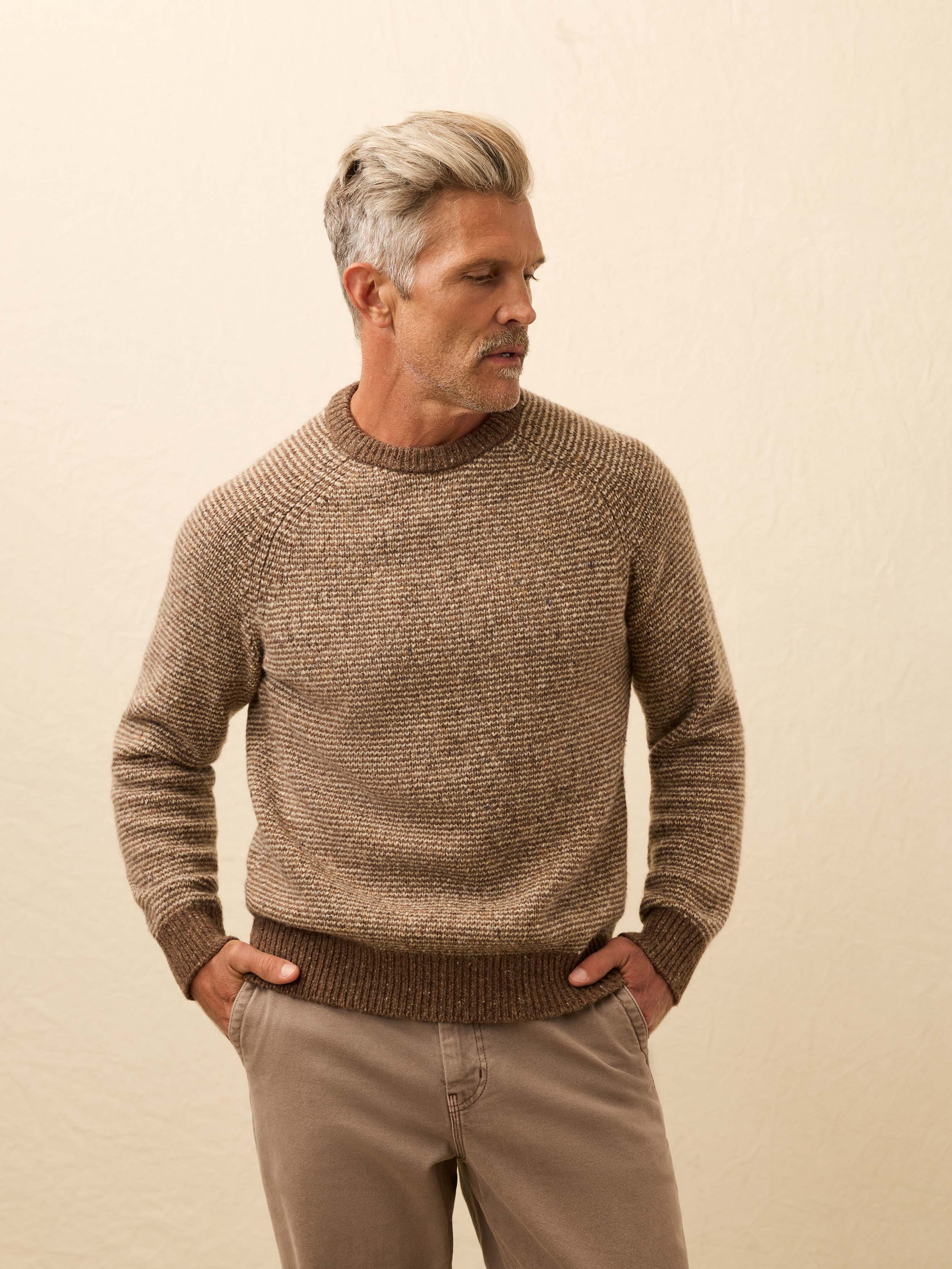 Donegal Crew Sweater - Walnut Feeder Marl | Faherty Brand