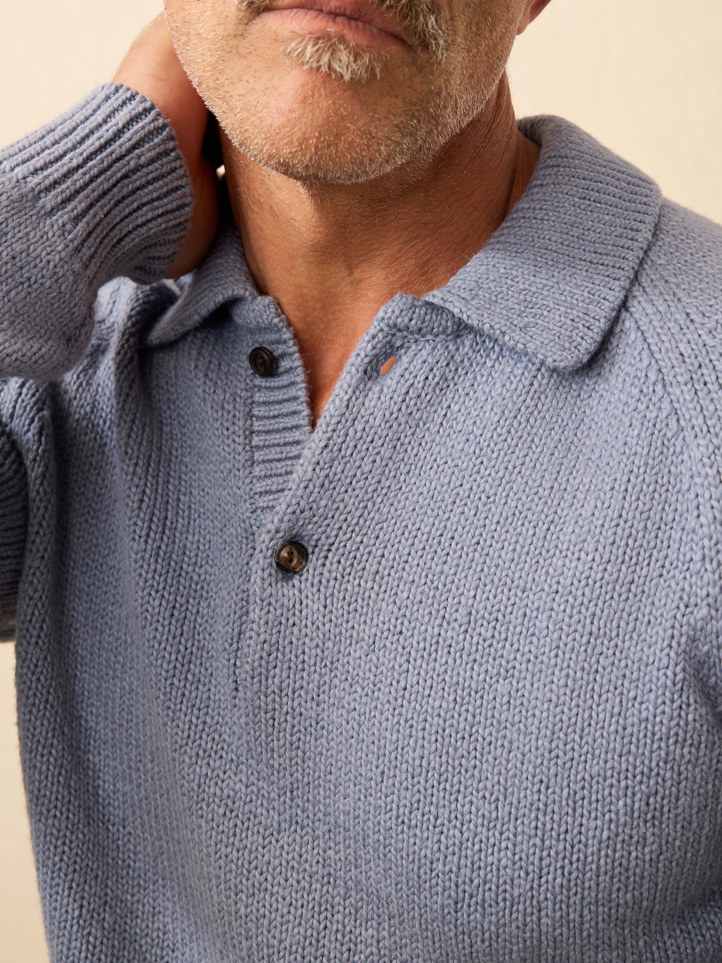 Heirloom Long-Sleeve Sweater Polo - Flint | Faherty Brand