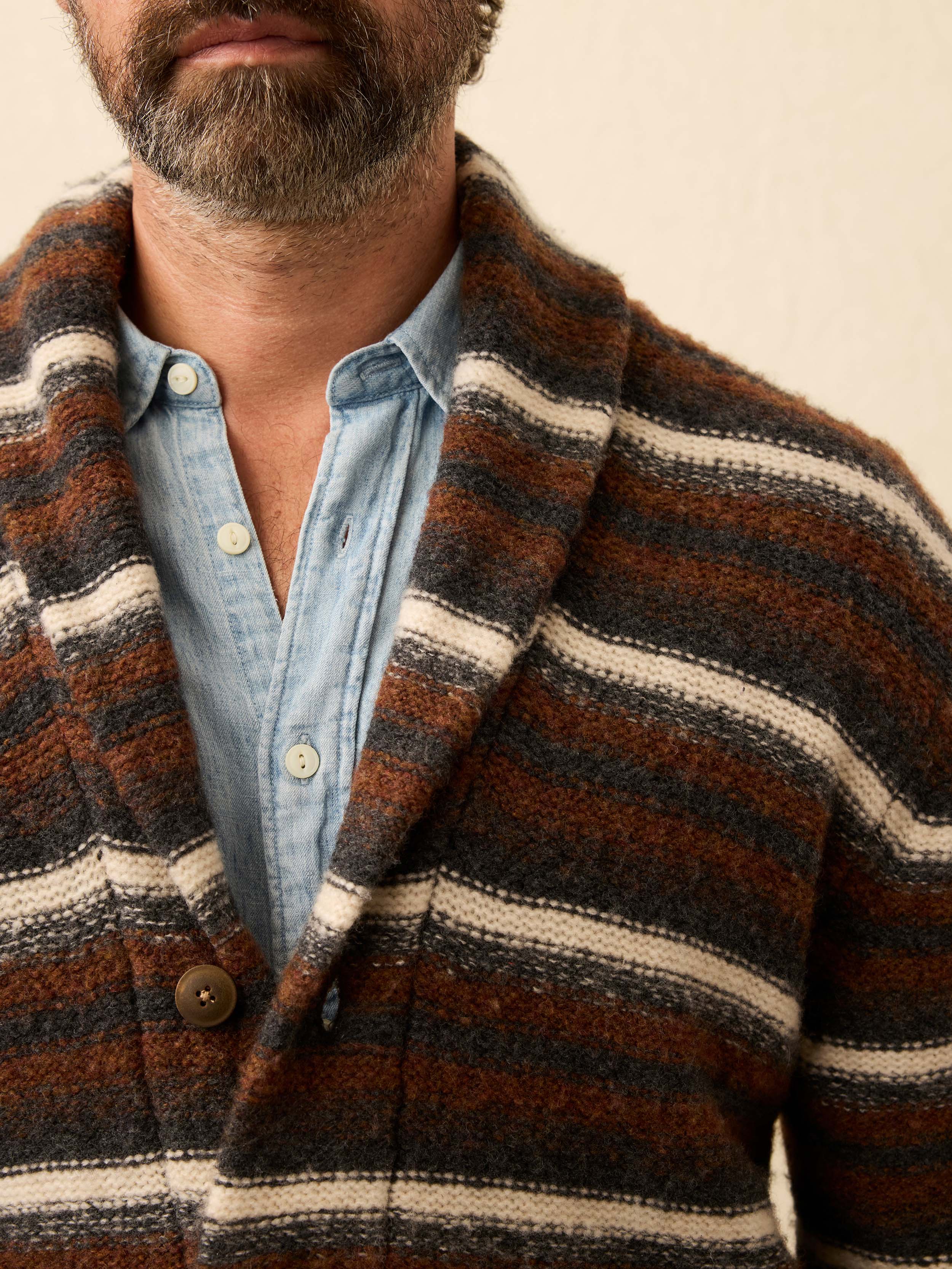 Striped Cardigan Sweater - Rocky Peak Stripe | Faherty Brand