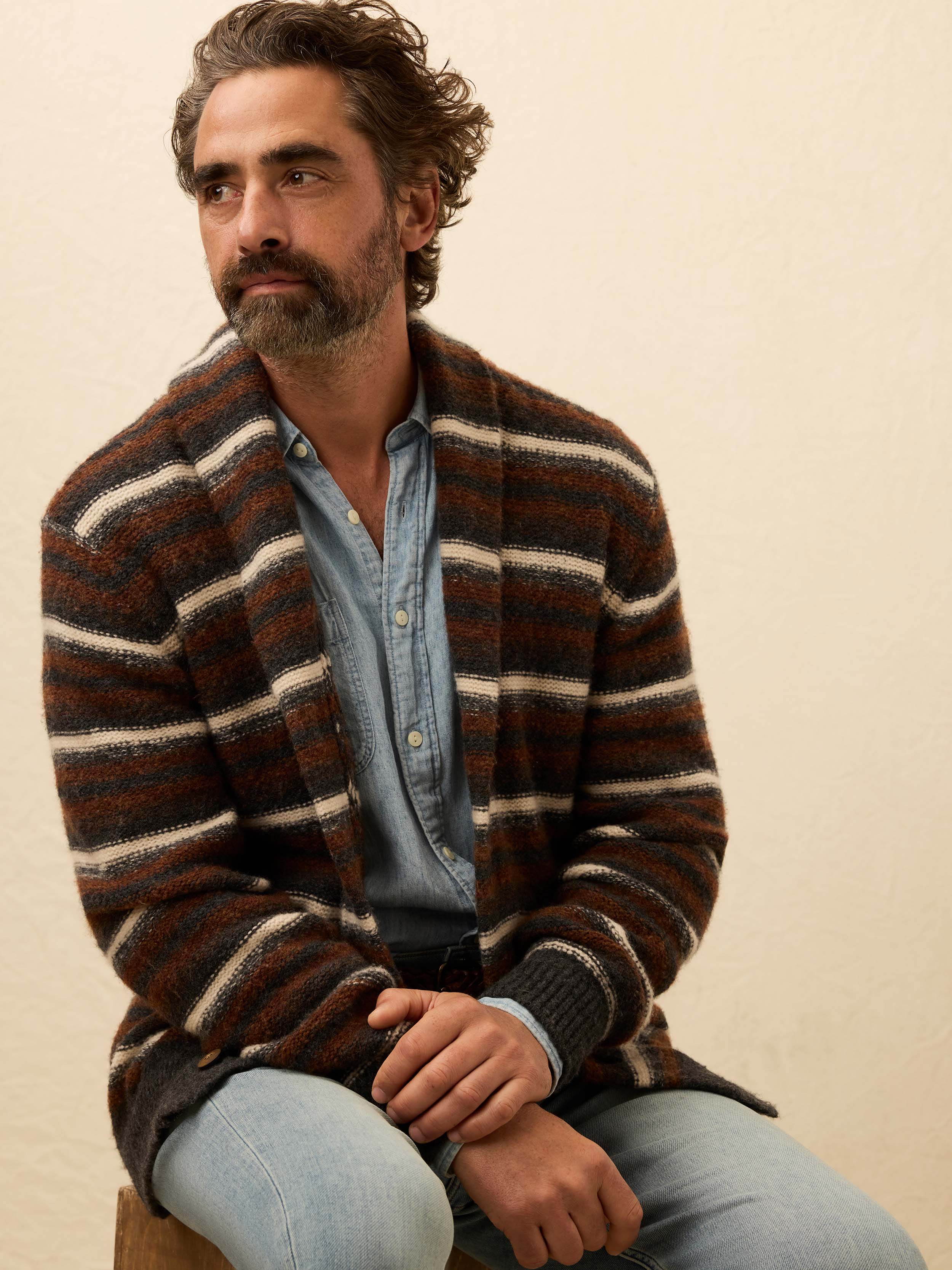 Striped Cardigan Sweater - Rocky Peak Stripe | Faherty Brand