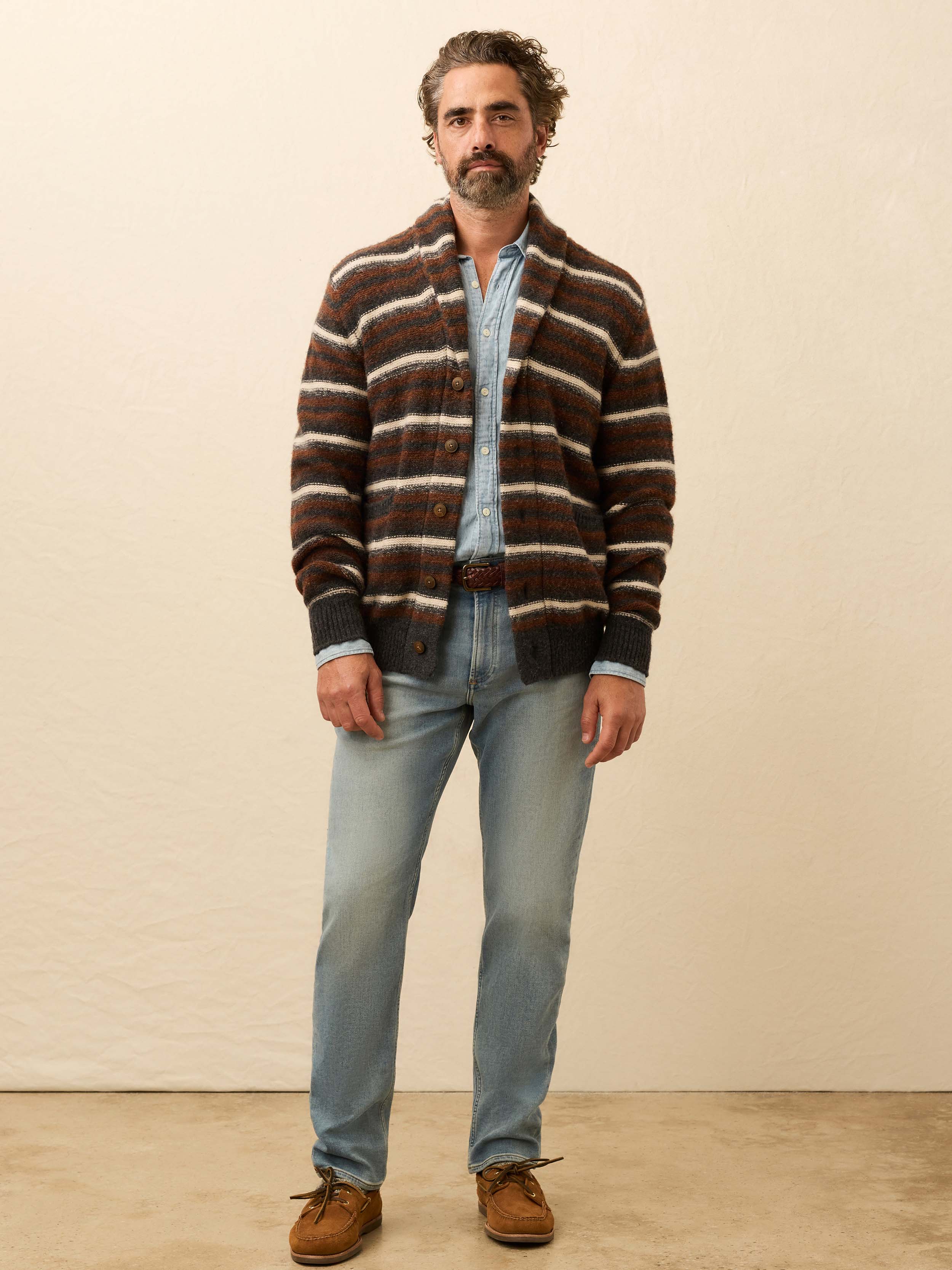 Striped Cardigan Sweater - Rocky Peak Stripe | Faherty Brand