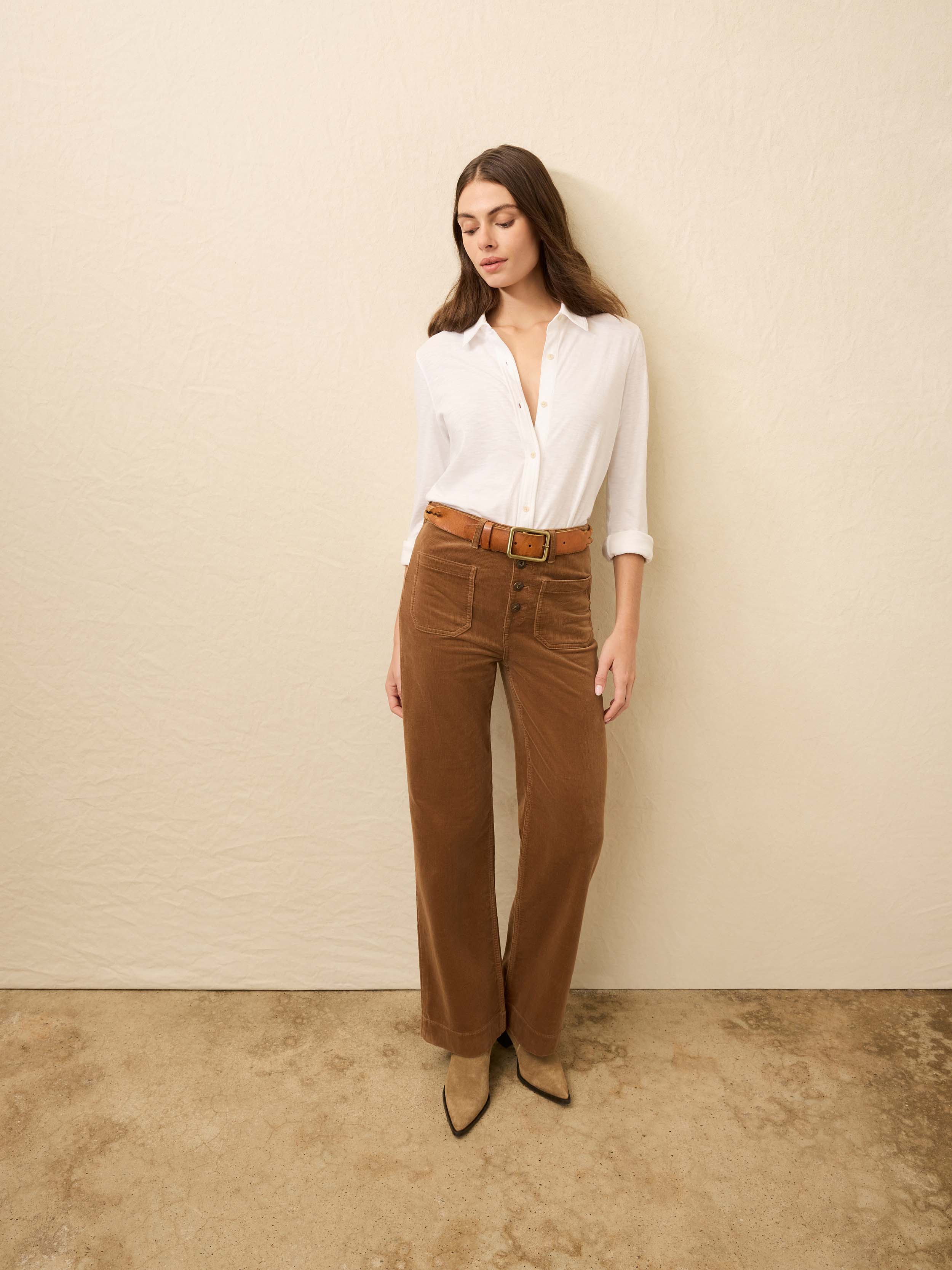 Stretch Terry Cord Patch Pocket Pant - Cord Brown | Faherty Brand