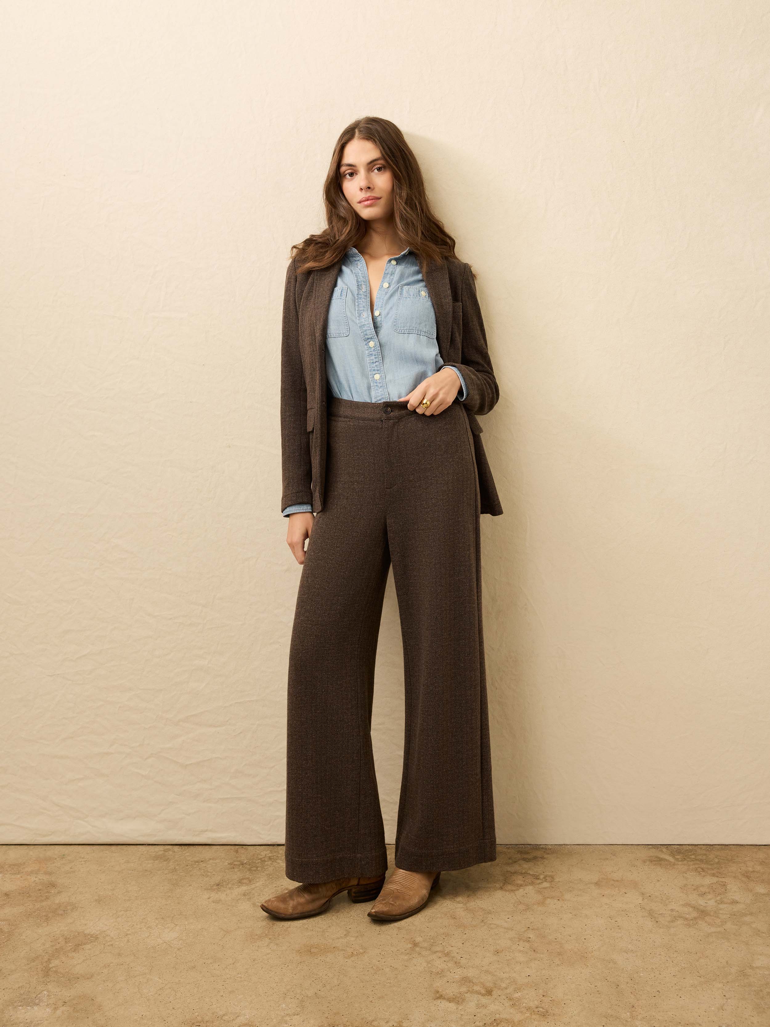 Inlet Knit Tweed Trouser - Woodland Herringbone | Faherty Brand