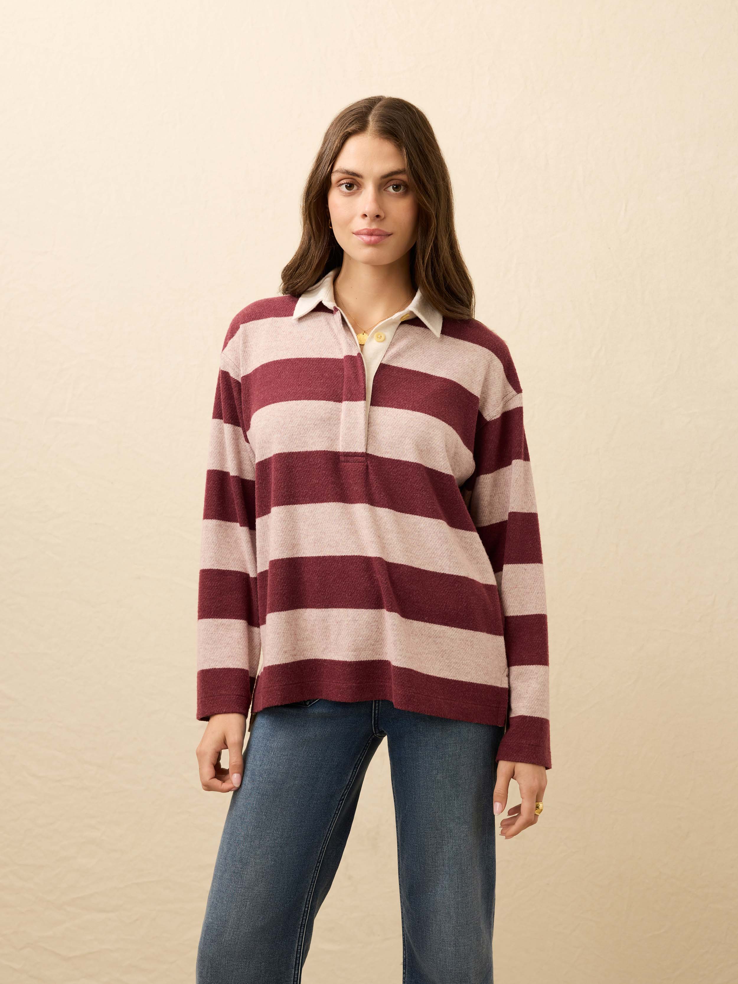 Legend™ Sweater Rugby Popover - Deep Red Rugby | Faherty Brand