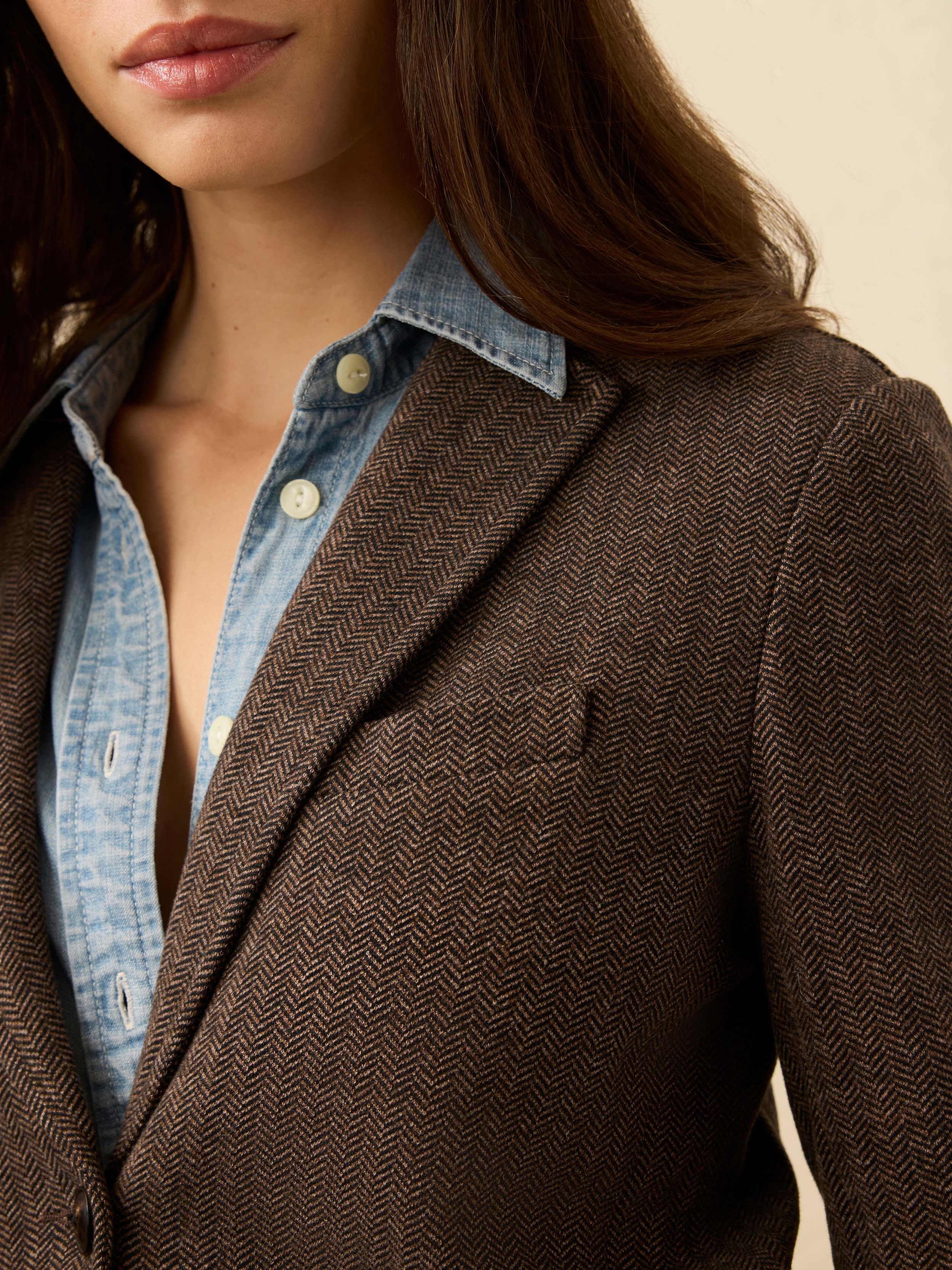Inlet Houndstooth Blazer - Woodland Herringbone | Faherty Brand