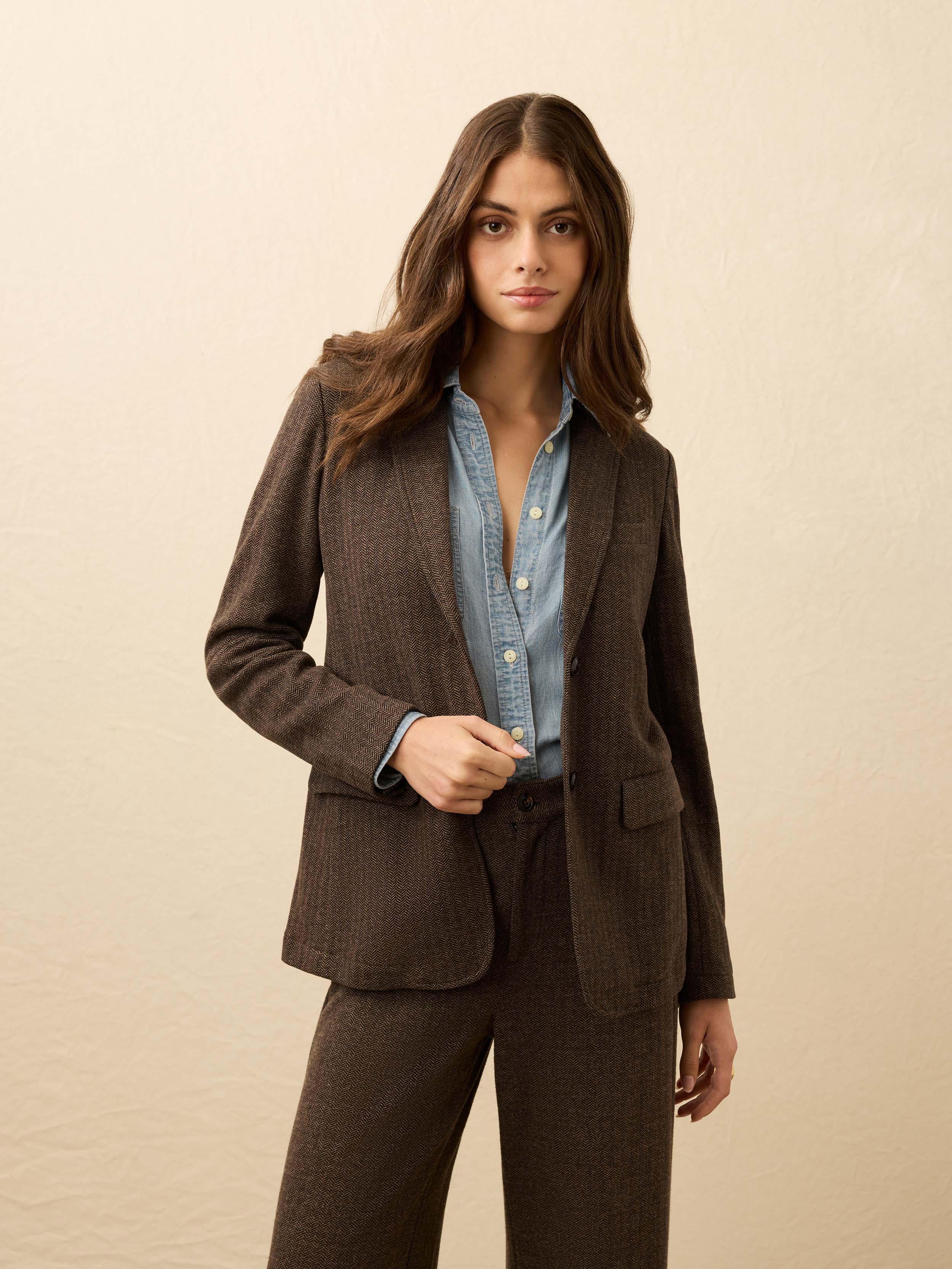 Inlet Houndstooth Blazer - Woodland Herringbone | Faherty Brand