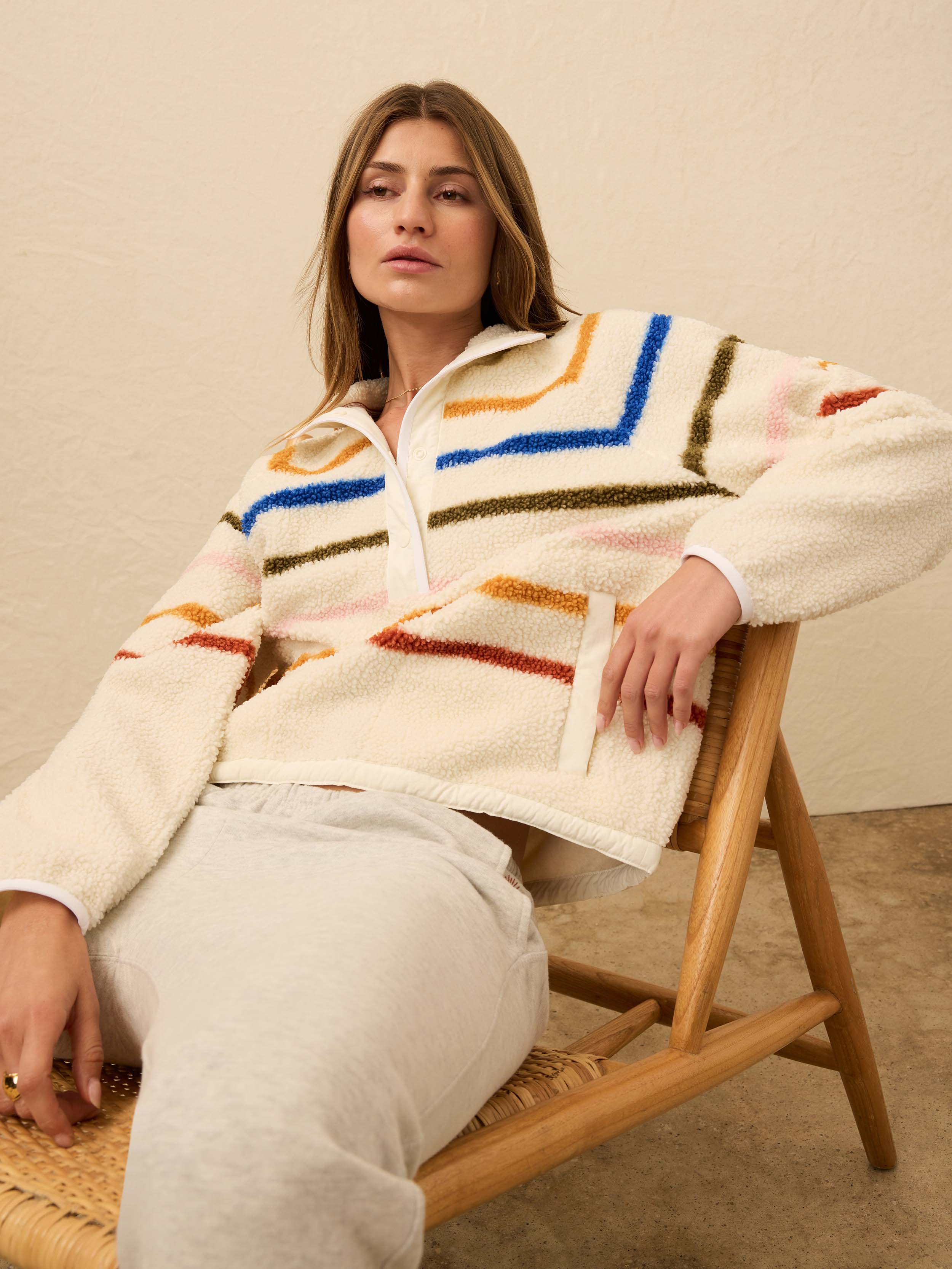 Fireside Fleece Popover - Dream Fleece Stripe | Faherty Brand
