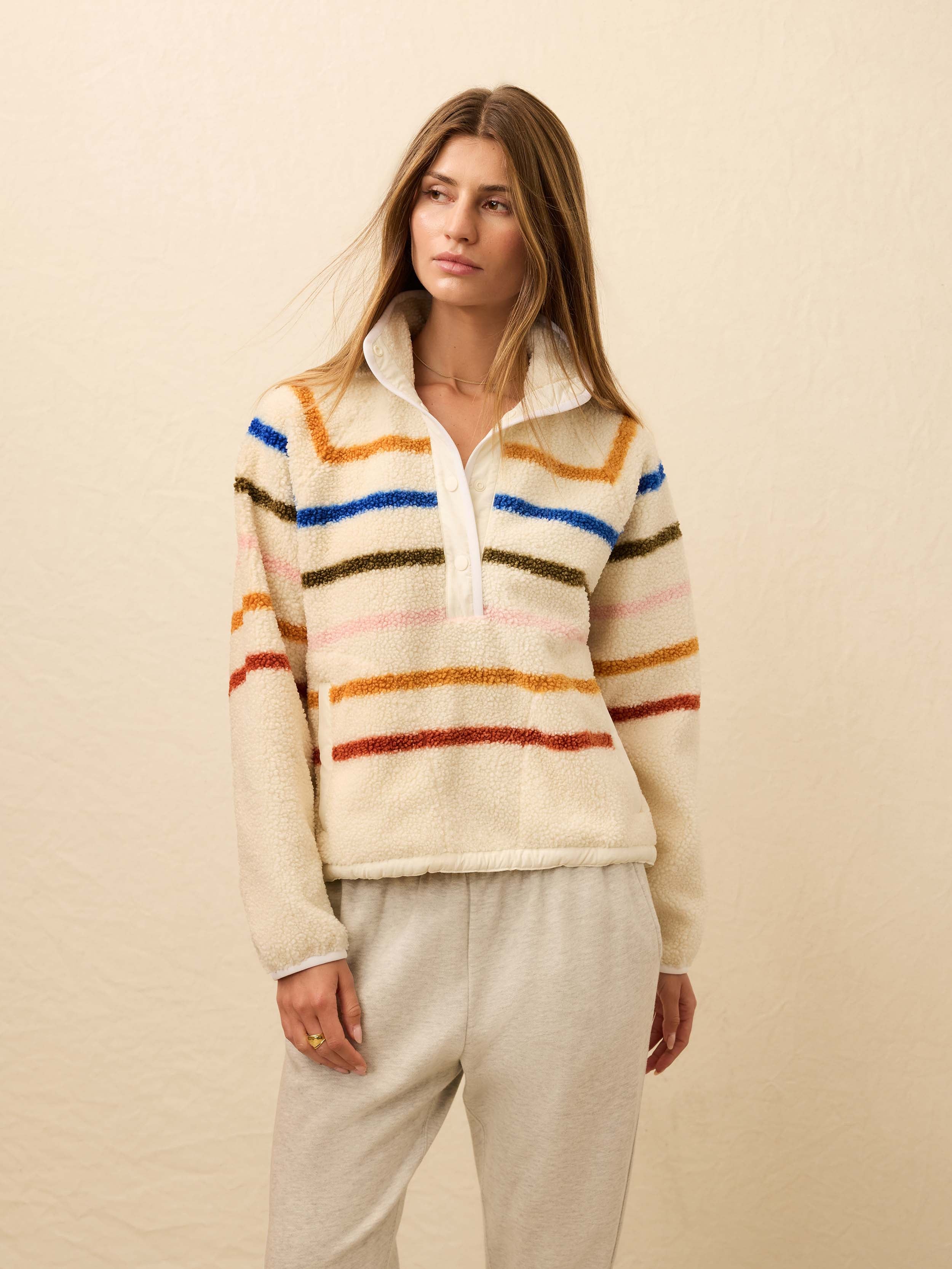 Fireside Fleece Popover - Dream Fleece Stripe | Faherty Brand