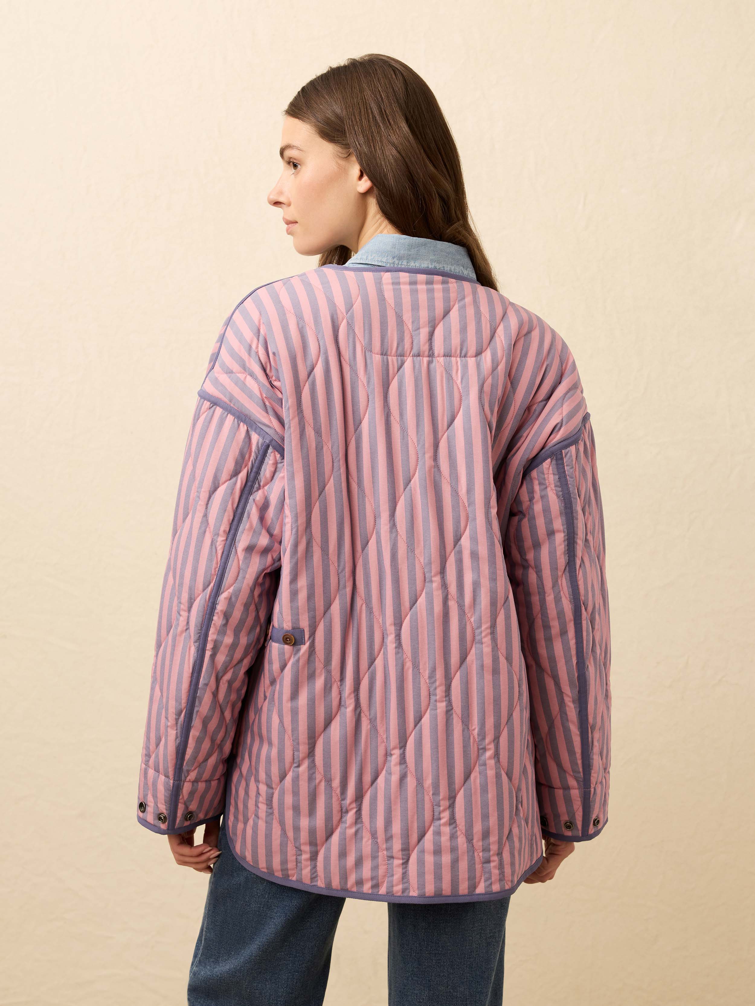 Horizon Series Quilted Jacket - Berry Lucy Stripe | Faherty Brand