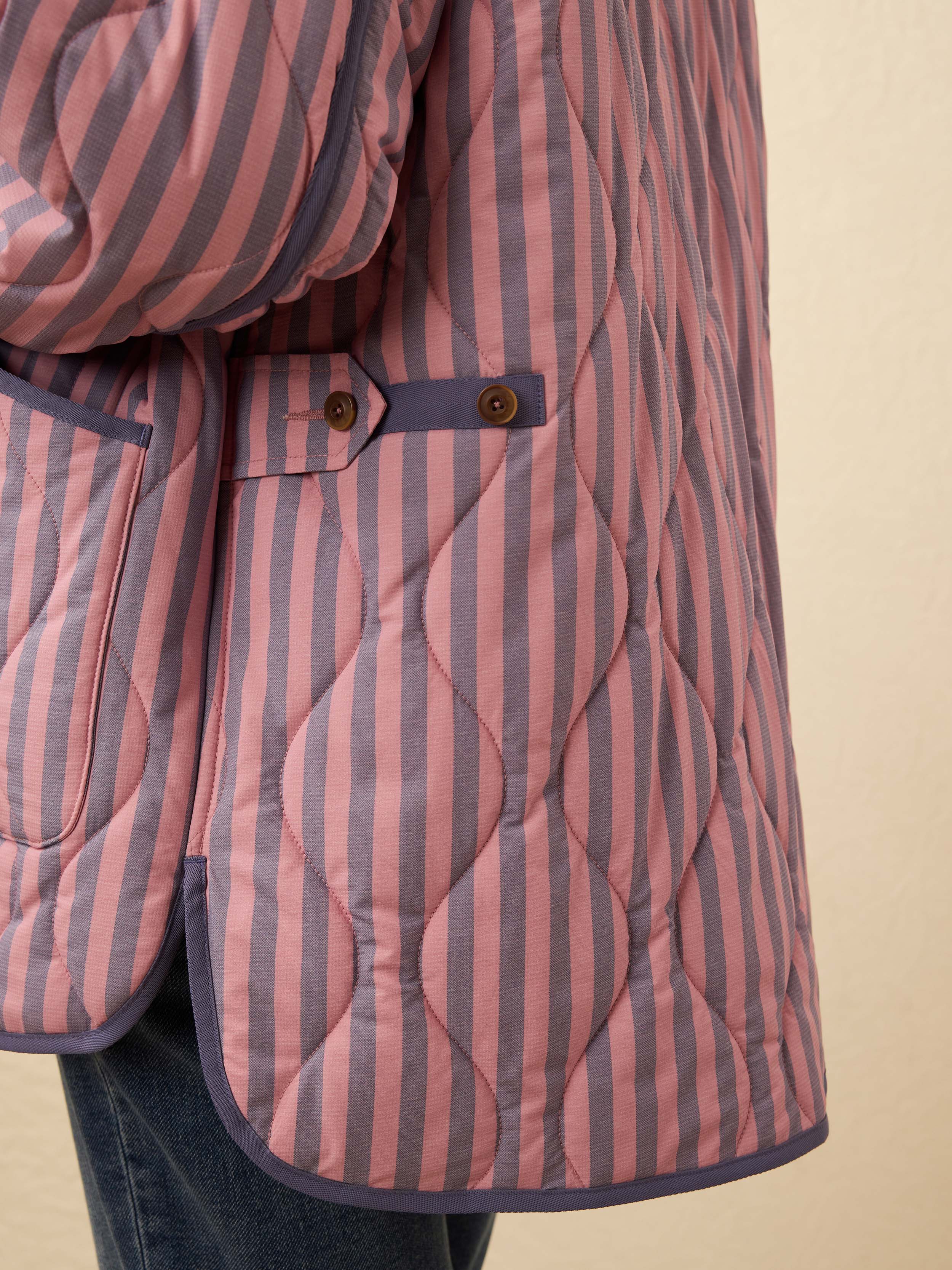 Horizon Series Quilted Jacket - Berry Lucy Stripe | Faherty Brand