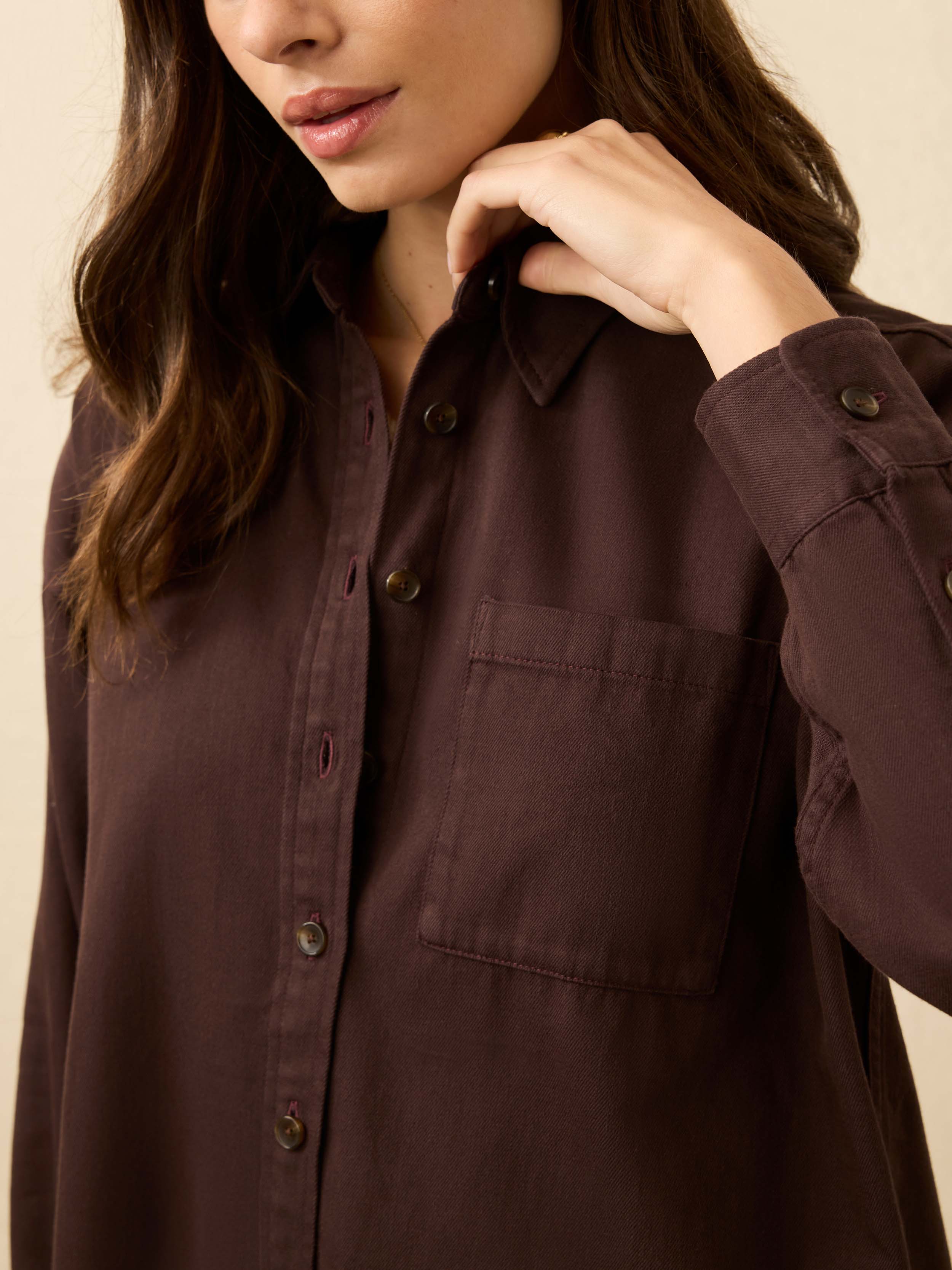Sunfair Denim Shirt - Chocolate Brown | Faherty Brand