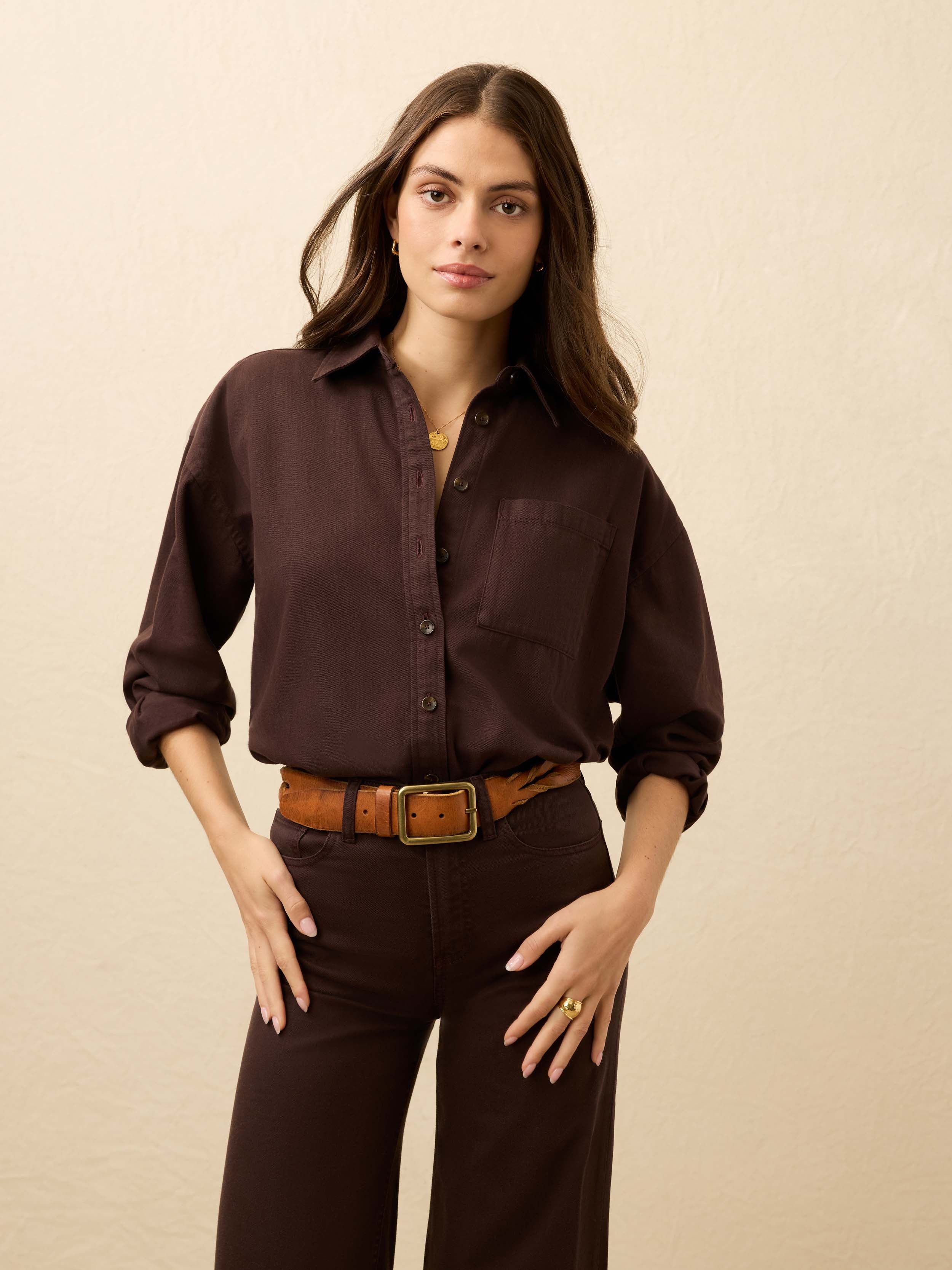 Sunfair Denim Shirt - Chocolate Brown | Faherty Brand