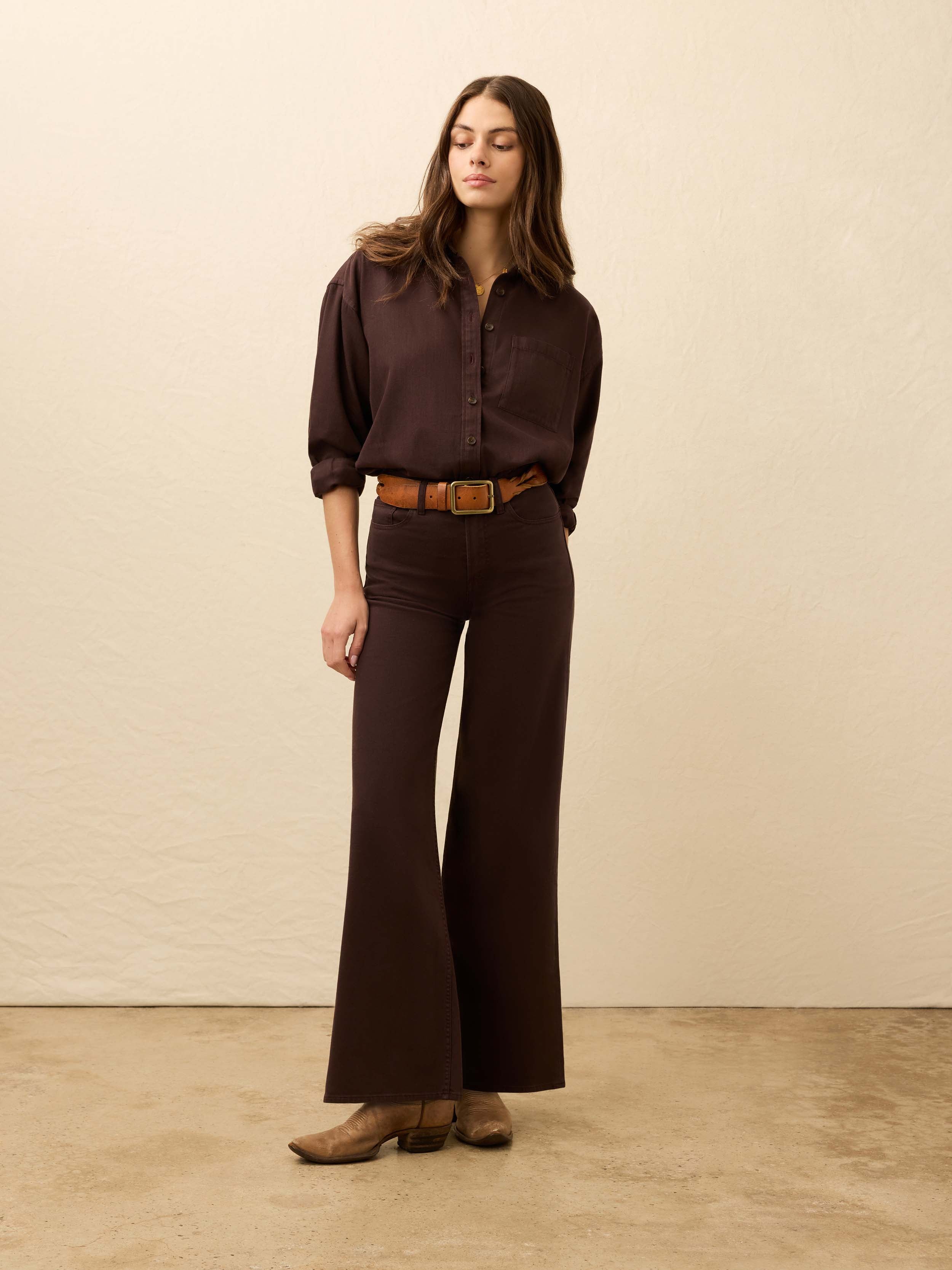 Saturday Denim Wide Leg - Chocolate Brown | Faherty Brand