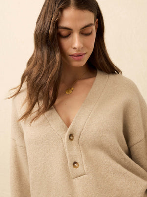 Jackson V Neck Popover - Oatmeal Heather
