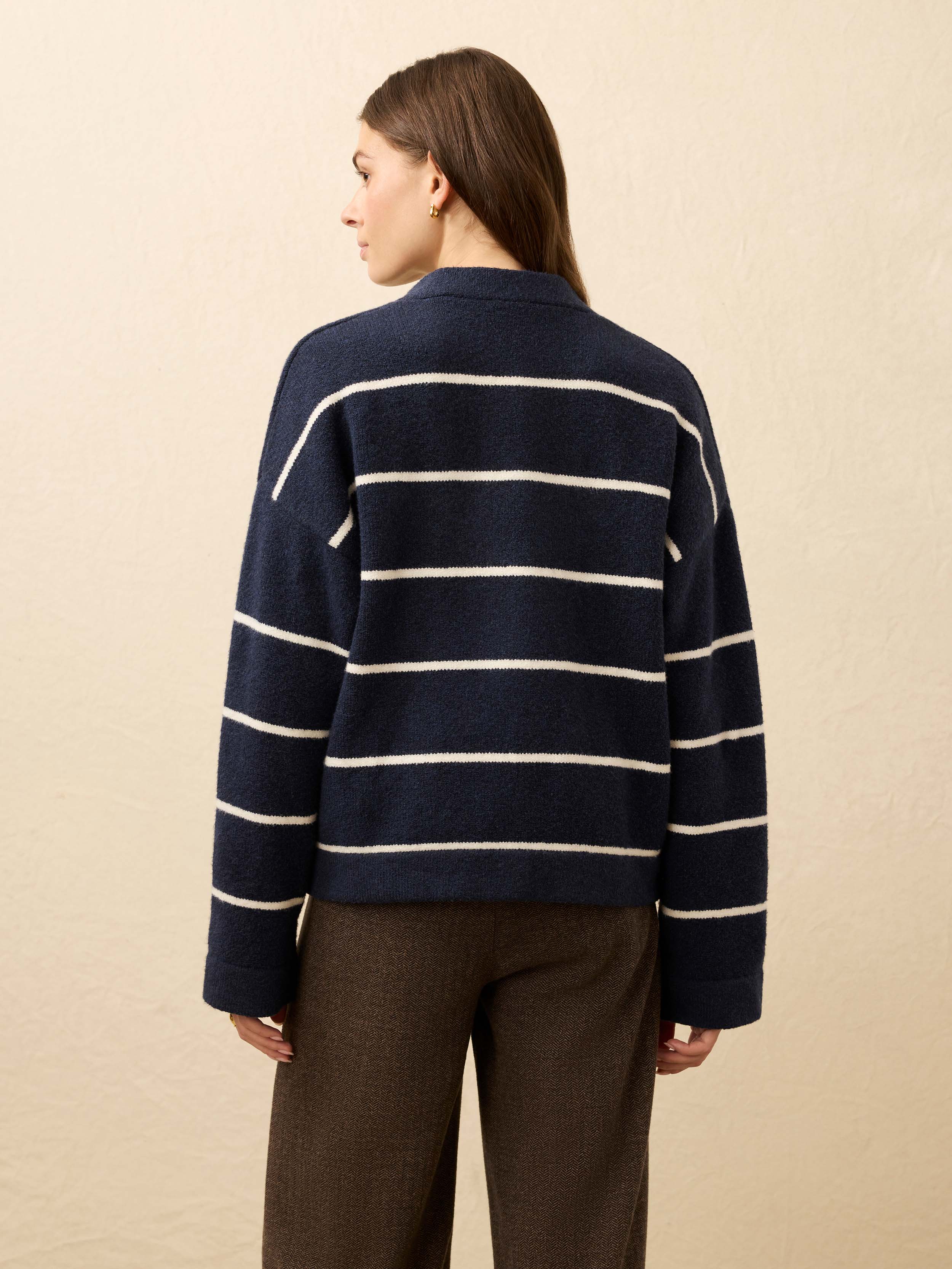 Jackson V Neck Popover - Norman Navy Stripe | Faherty Brand