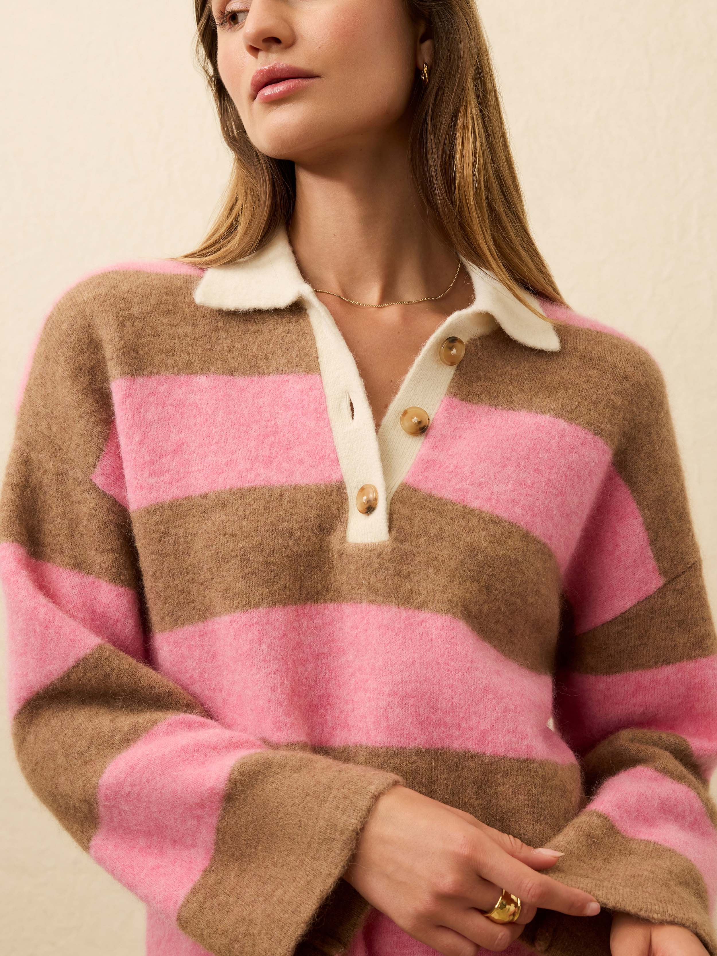 Apres Alpaca Polo - Pink Spritz | Faherty Brand