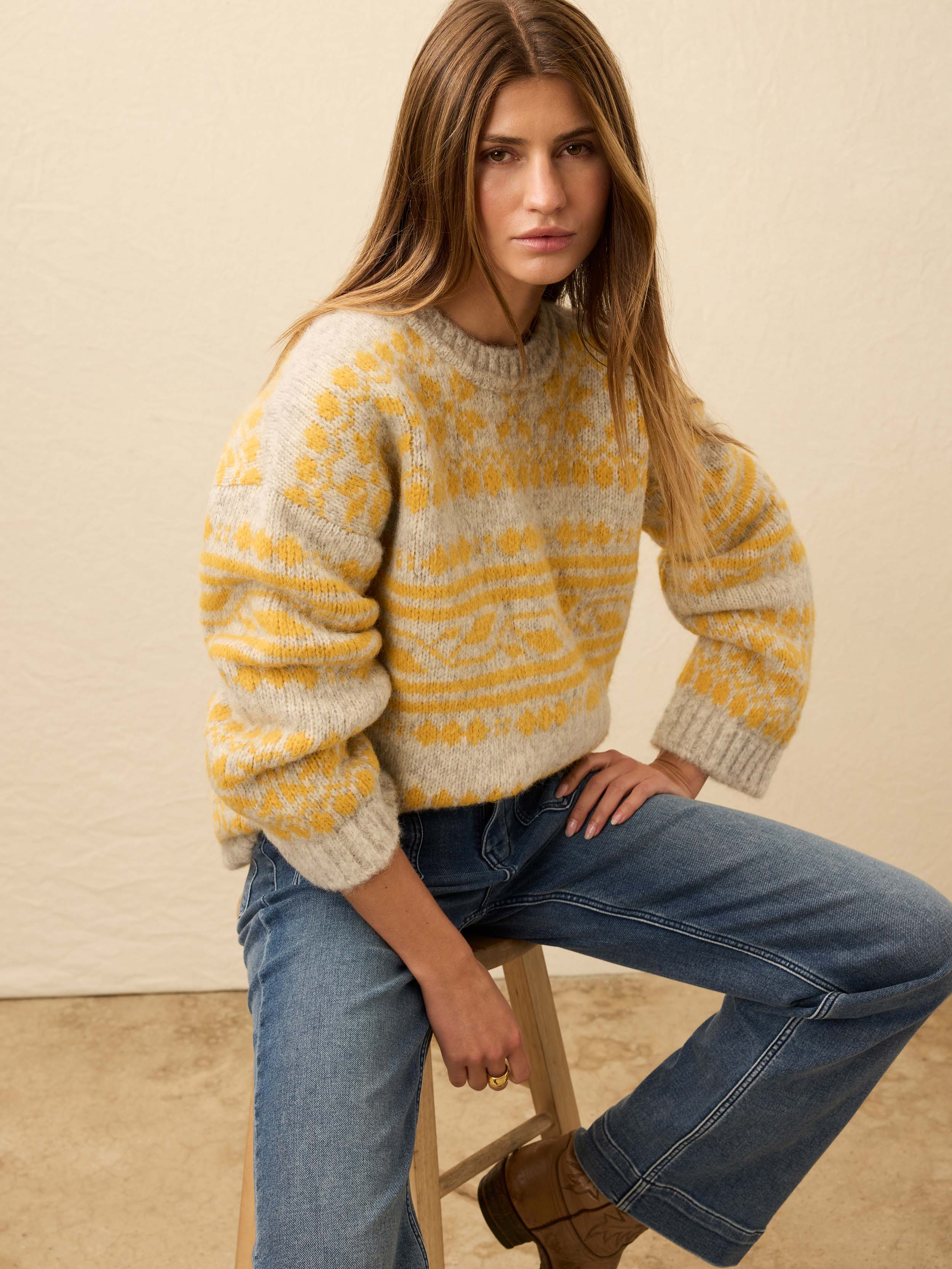 Powder Peak Boyfriend Sweater - Glacier Oat | Faherty Brand