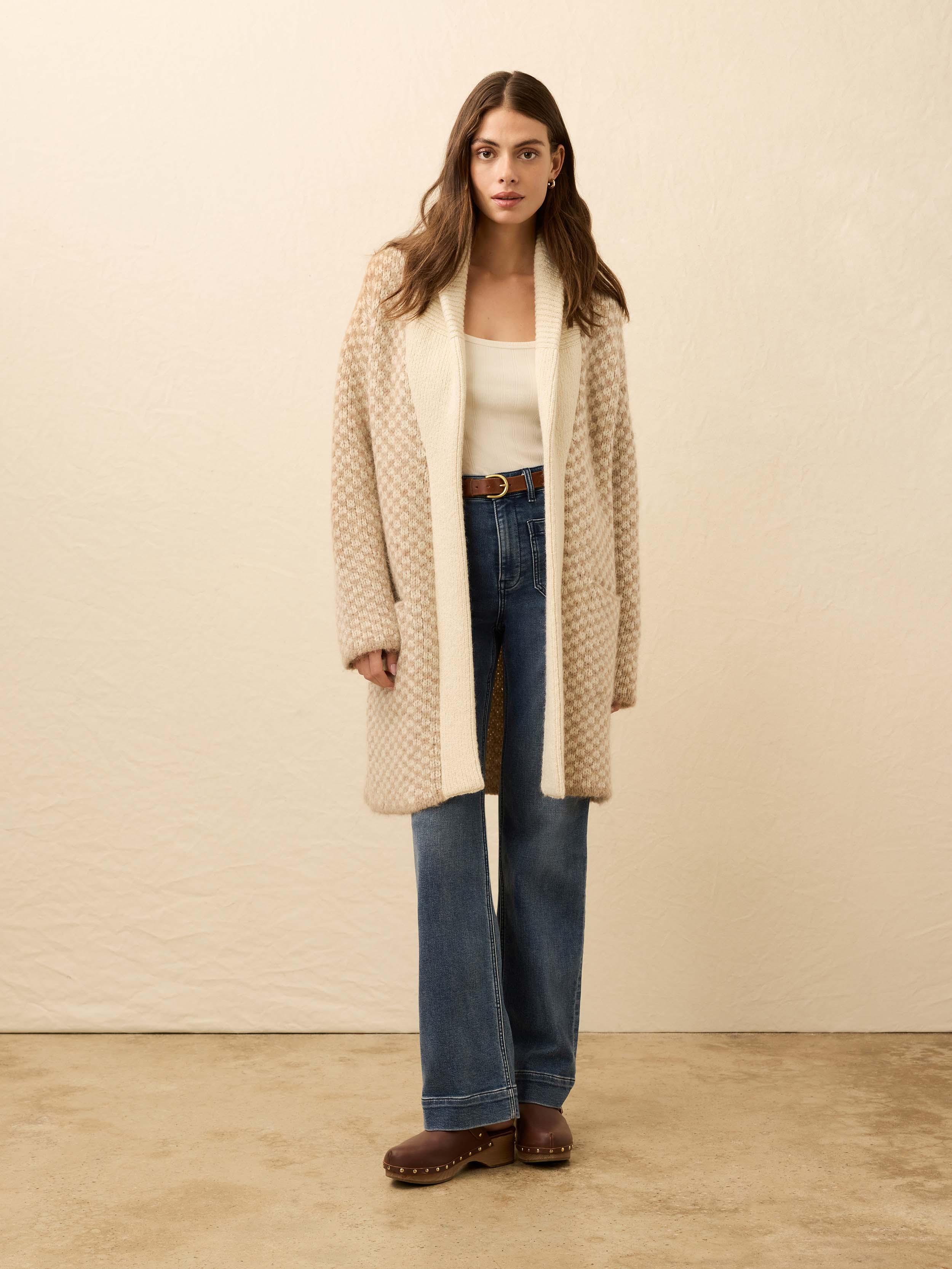 Alpaca Cabin Sweater Coat - Cream | Faherty Brand