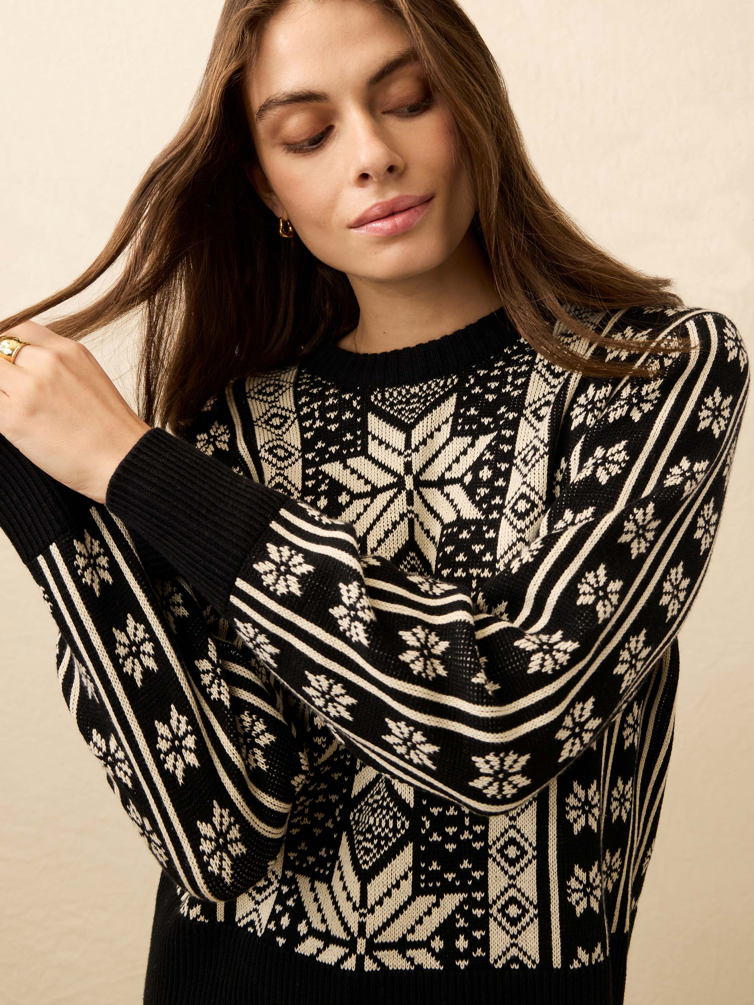 Sun Valley Crewneck - Midnight Snowflake | Faherty Brand