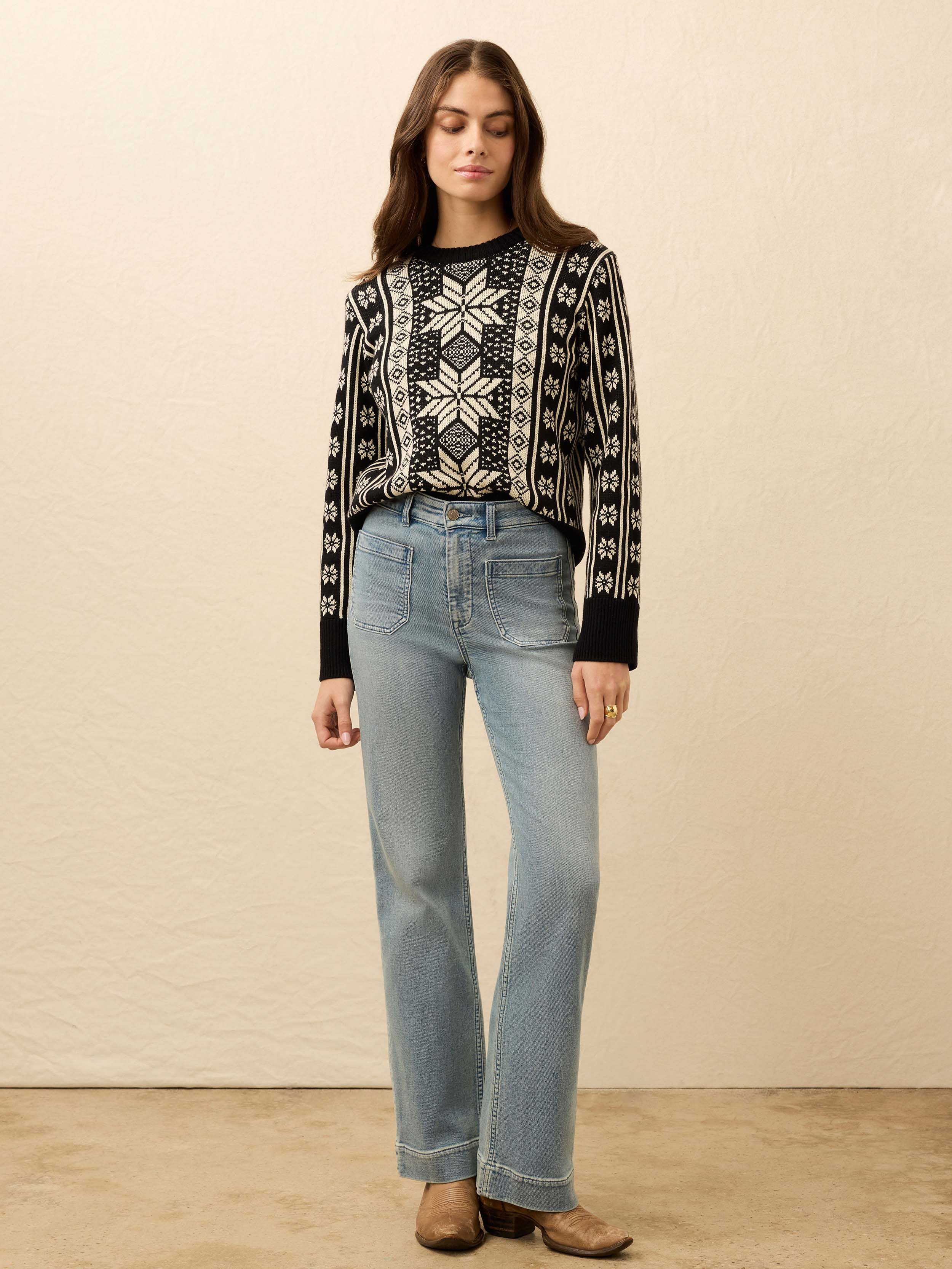 Sun Valley Crewneck - Midnight Snowflake | Faherty Brand