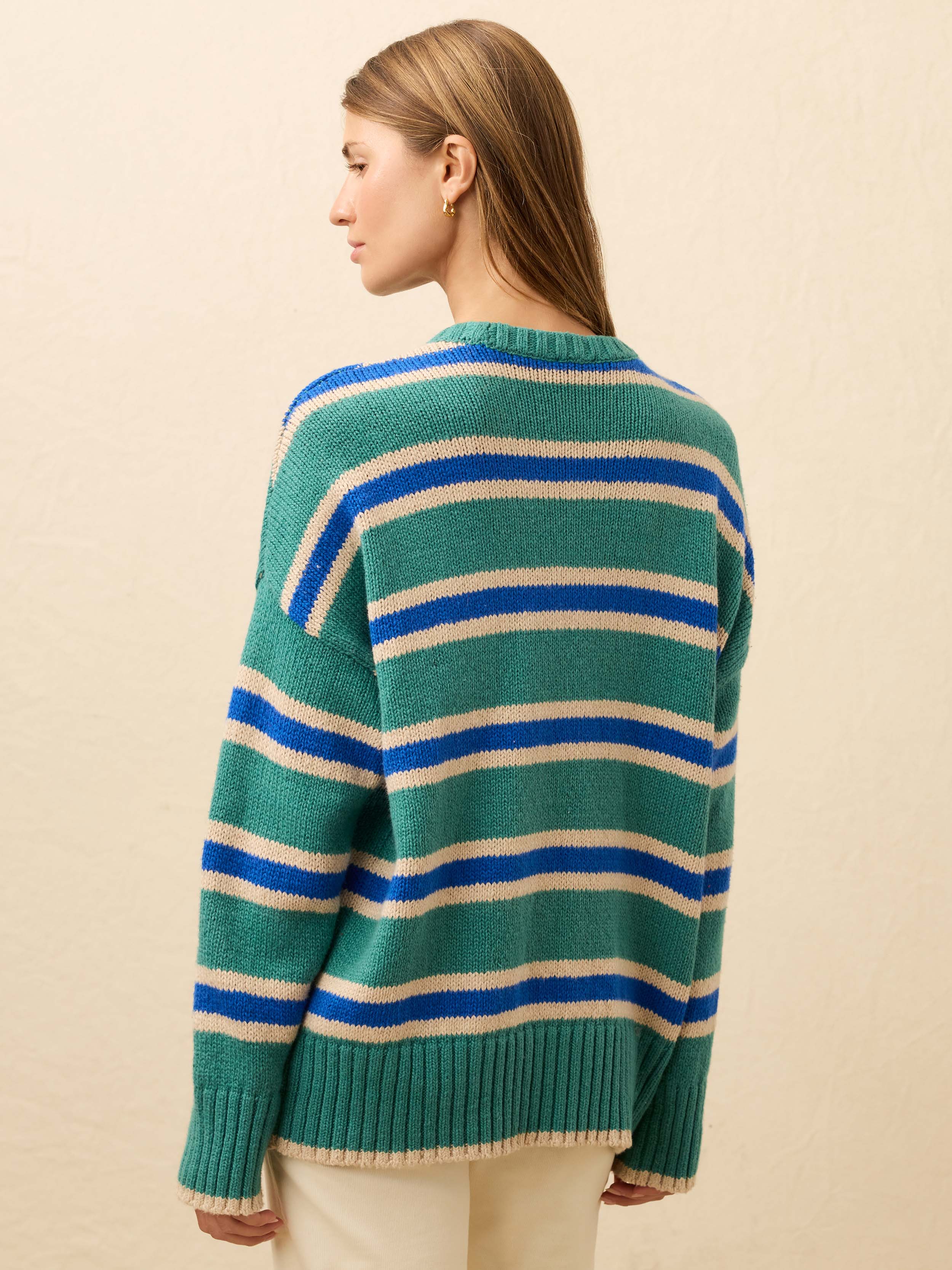 Heirloom Cotton Summit Pullover - Shoreline Green Stripe | Faherty Brand