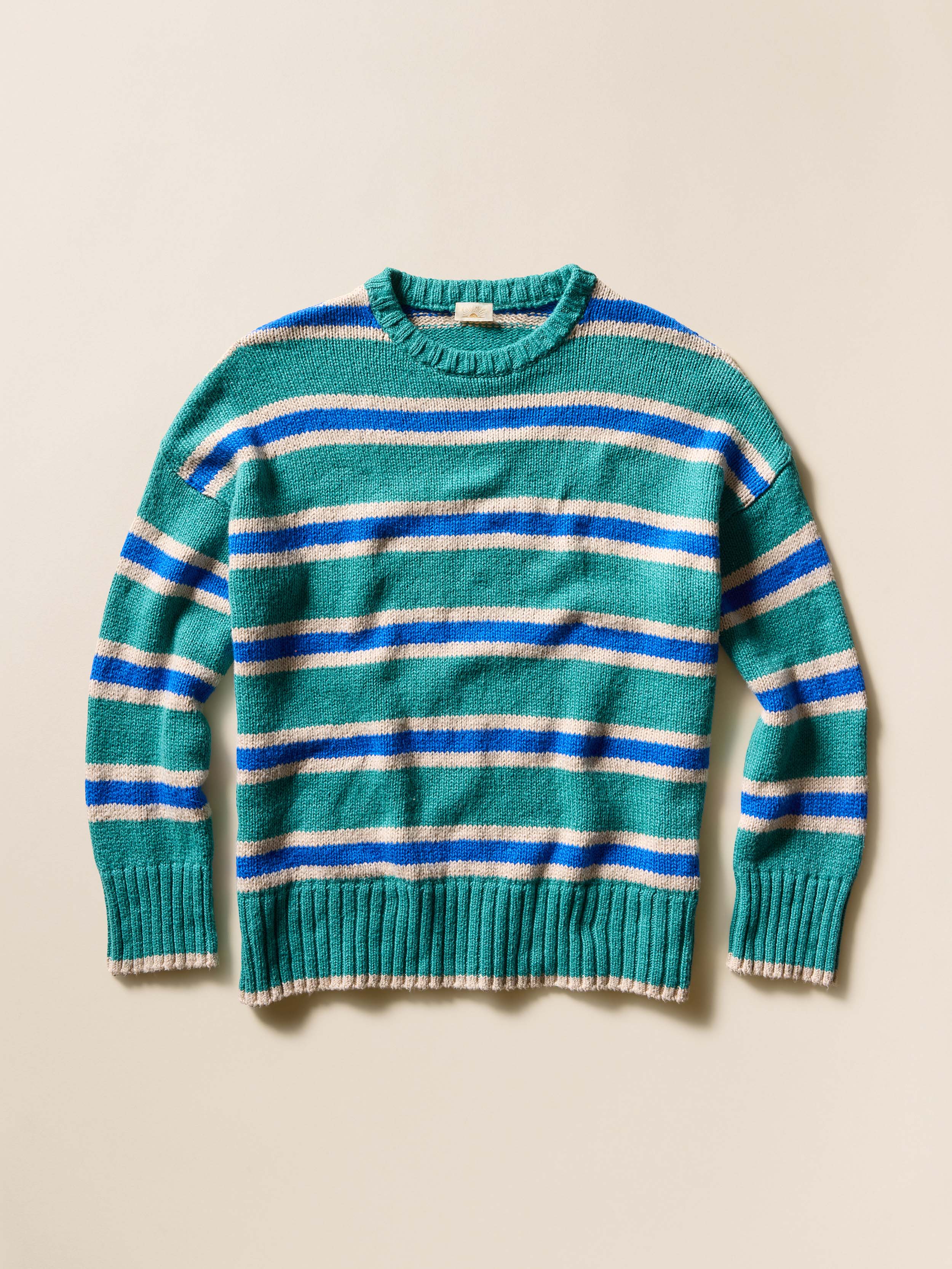 Heirloom Cotton Summit Pullover - Shoreline Green Stripe | Faherty Brand