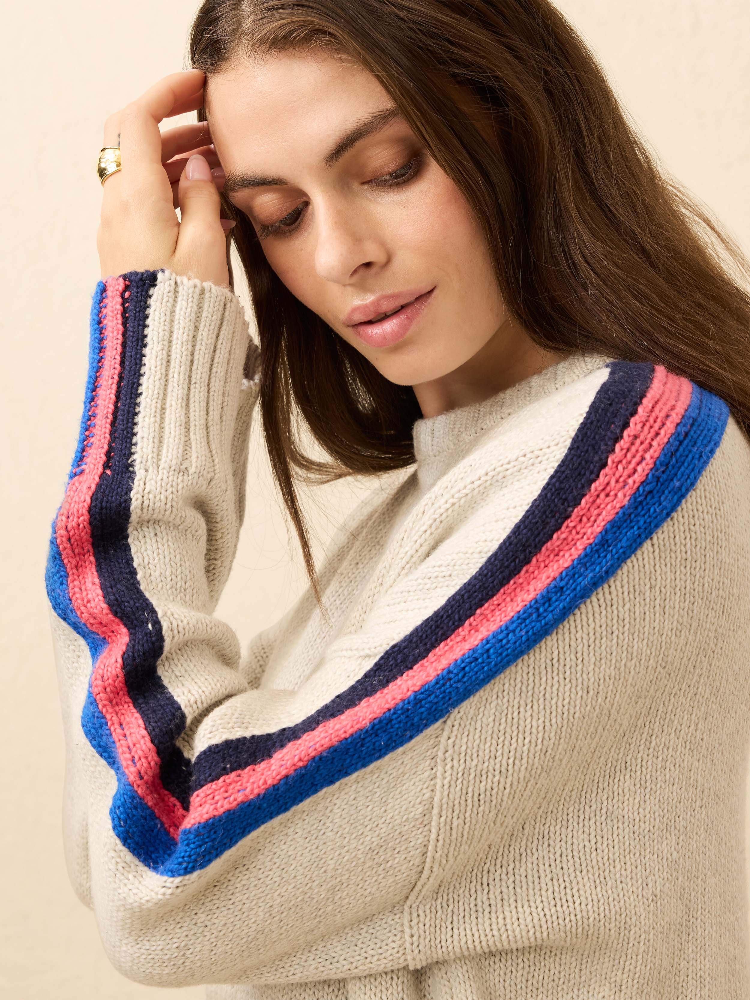 Heirloom Cotton Summit Pullover - Ice Grey Heather Stripe | Faherty Brand