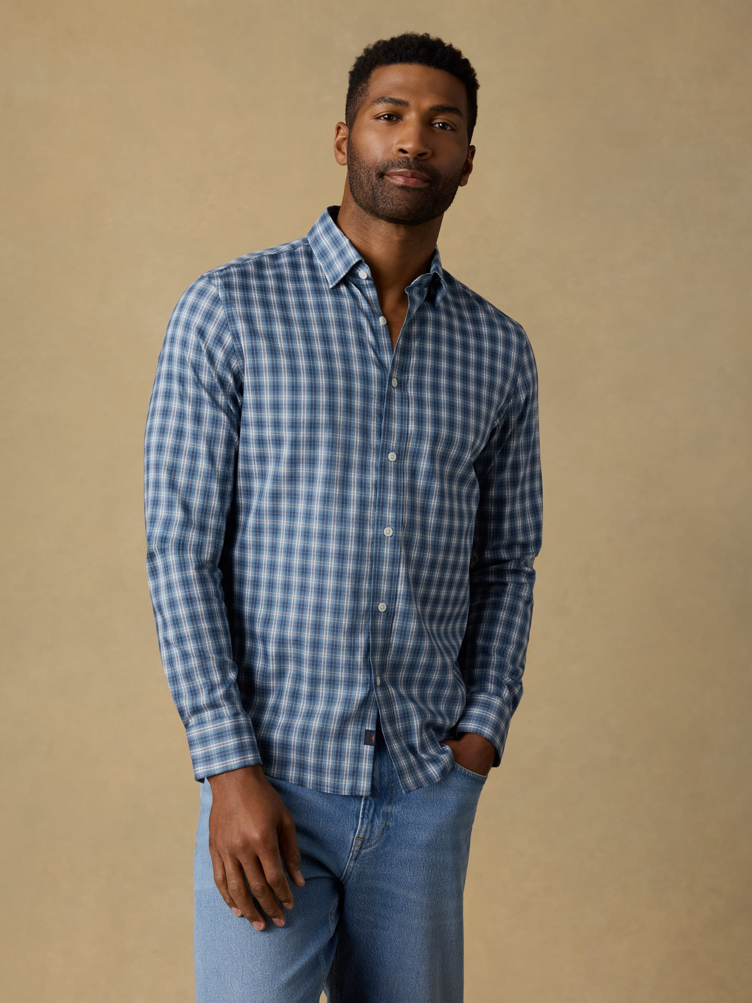 The Movement™ Shirt - Azure Night Plaid | Faherty Brand