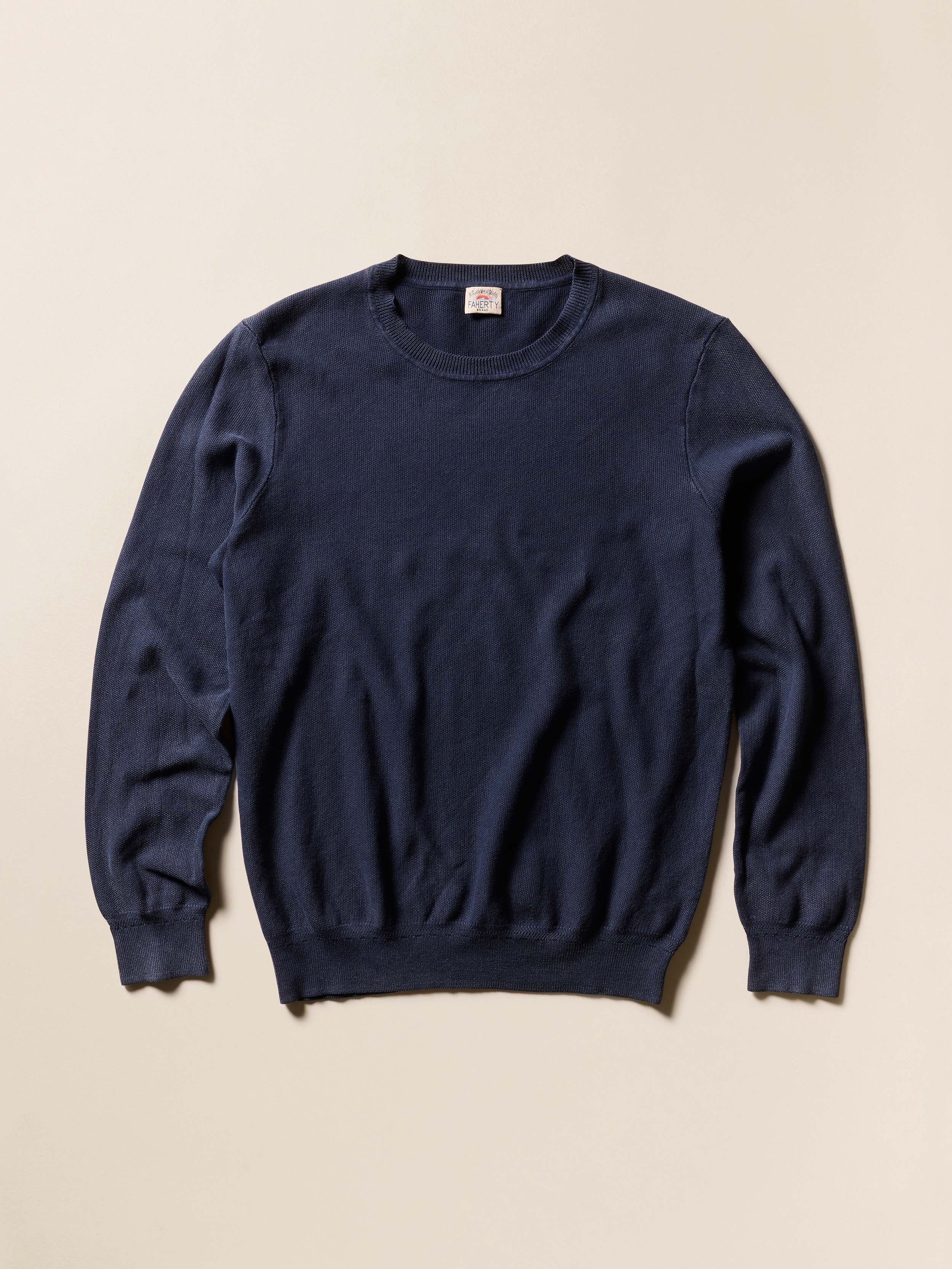 Light-Weight Cotton Crewneck - Ravine Navy | Faherty Brand