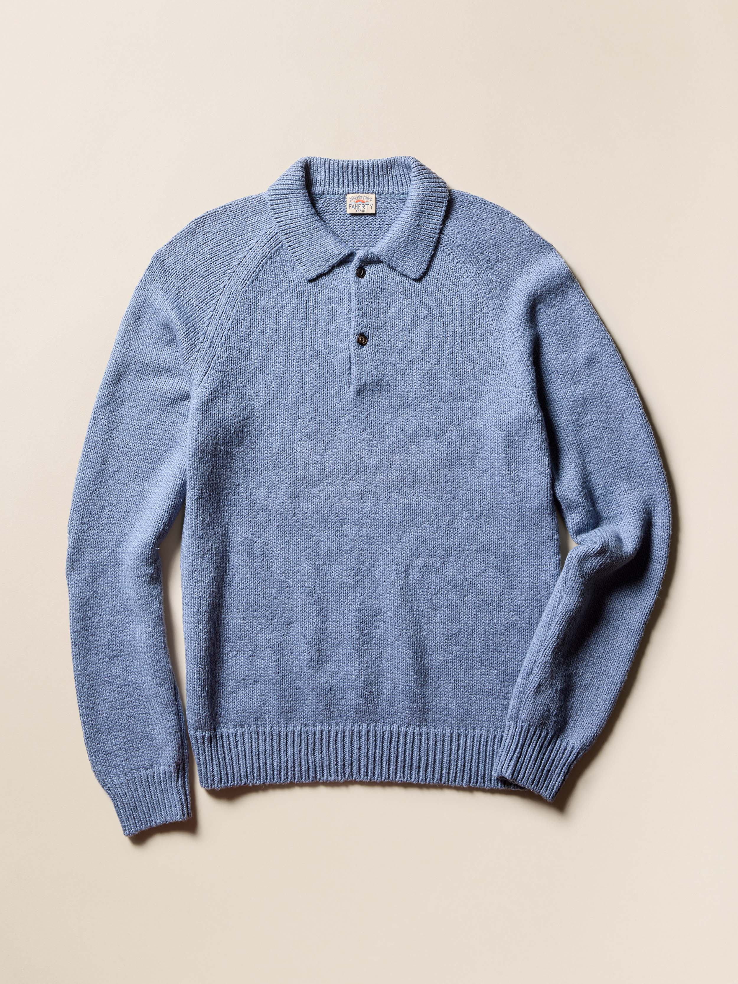 Heirloom Long-Sleeve Sweater Polo - Flint | Faherty Brand
