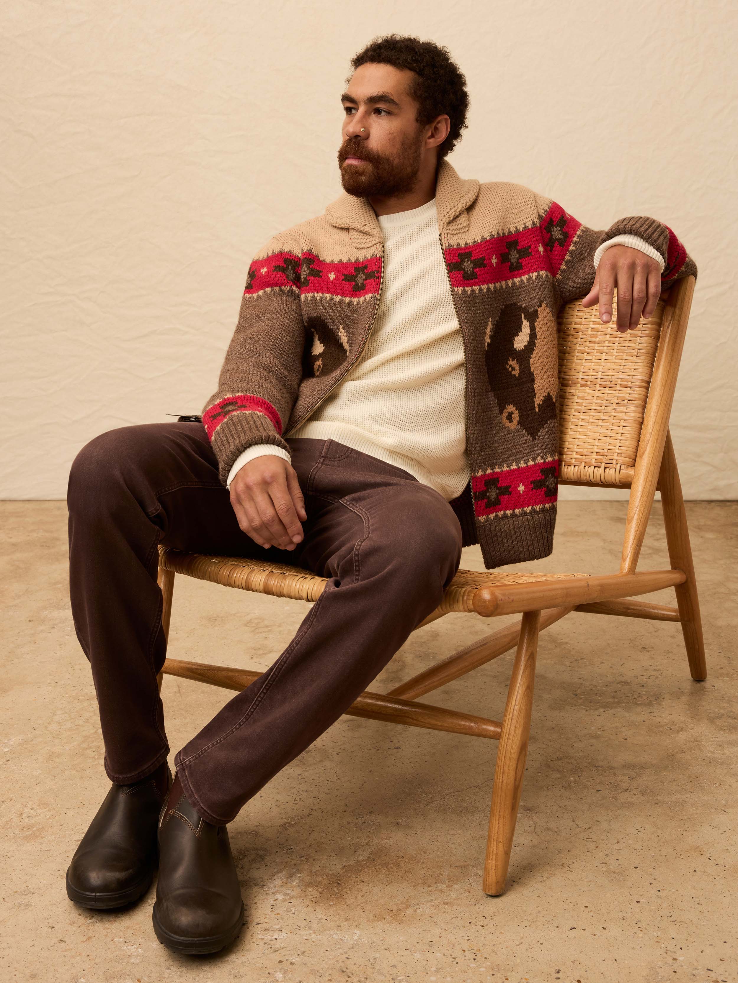 Steven Paul Judd Buffalo Zip Cardigan - Brown Winter Prairie | Faherty Brand
