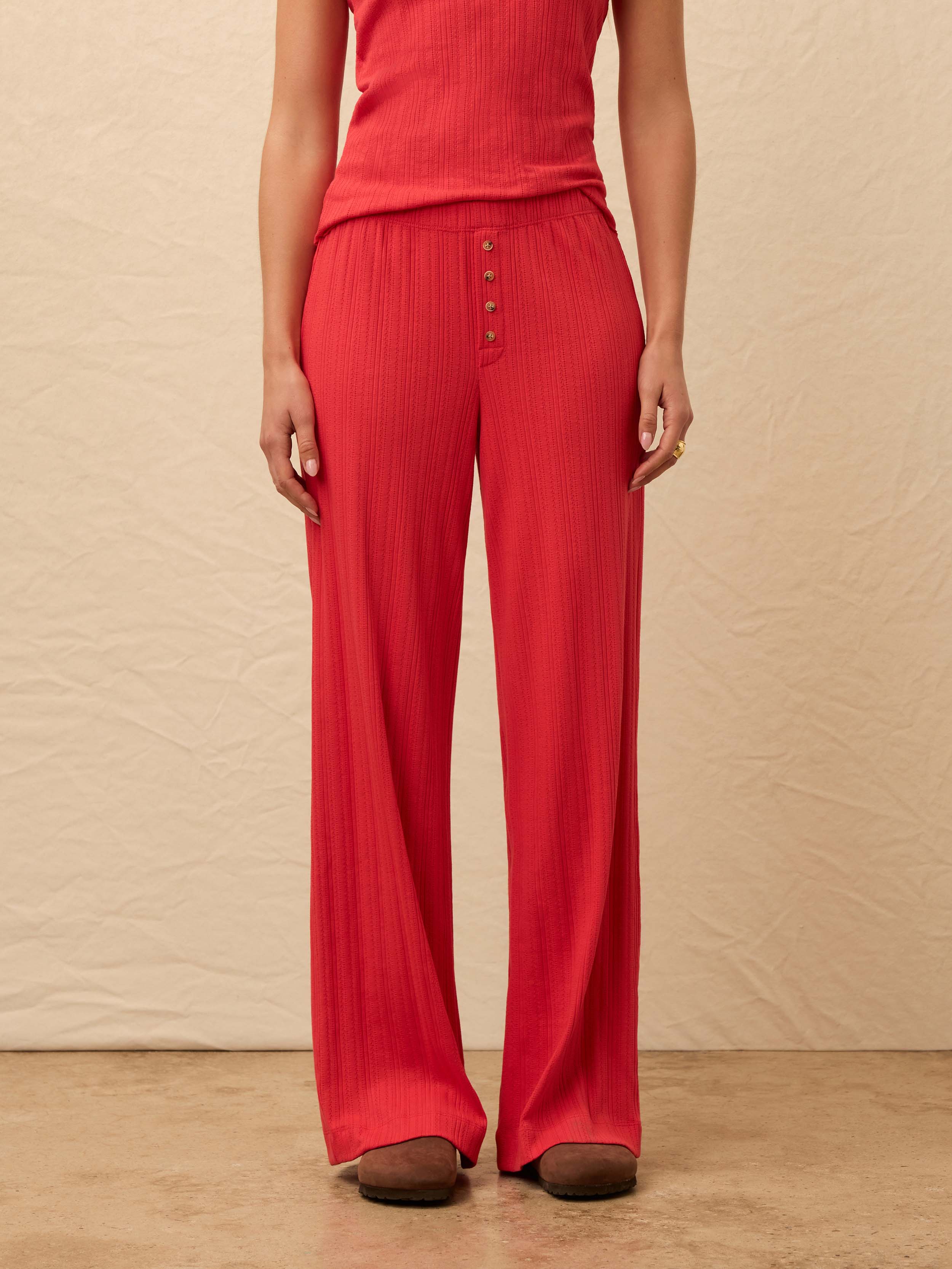 Paradise Pointelle Pant - Tomato | Faherty Brand
