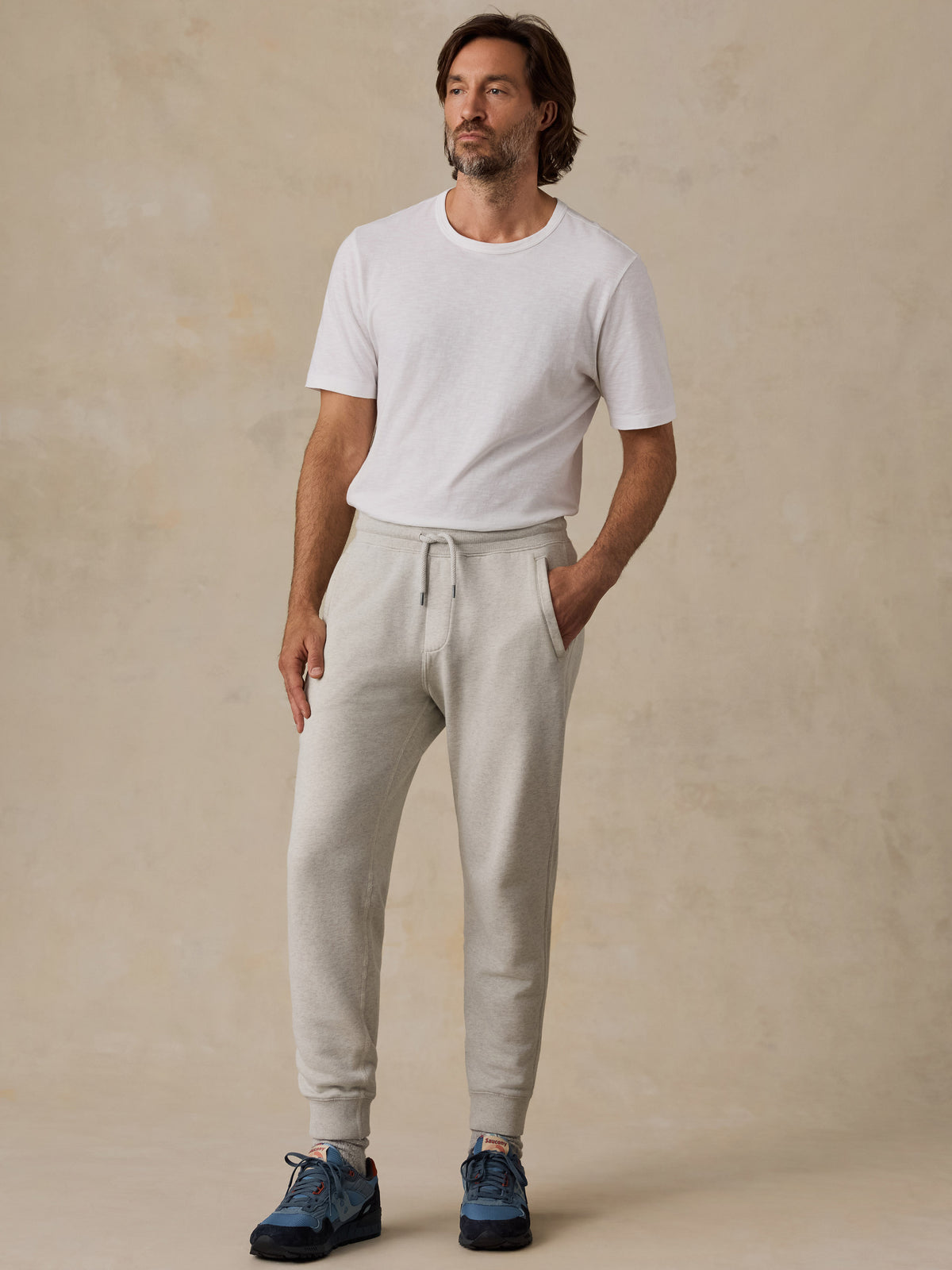High Standard Fleece Sweatpant - Antique Ivory Heather, image 1 of 6