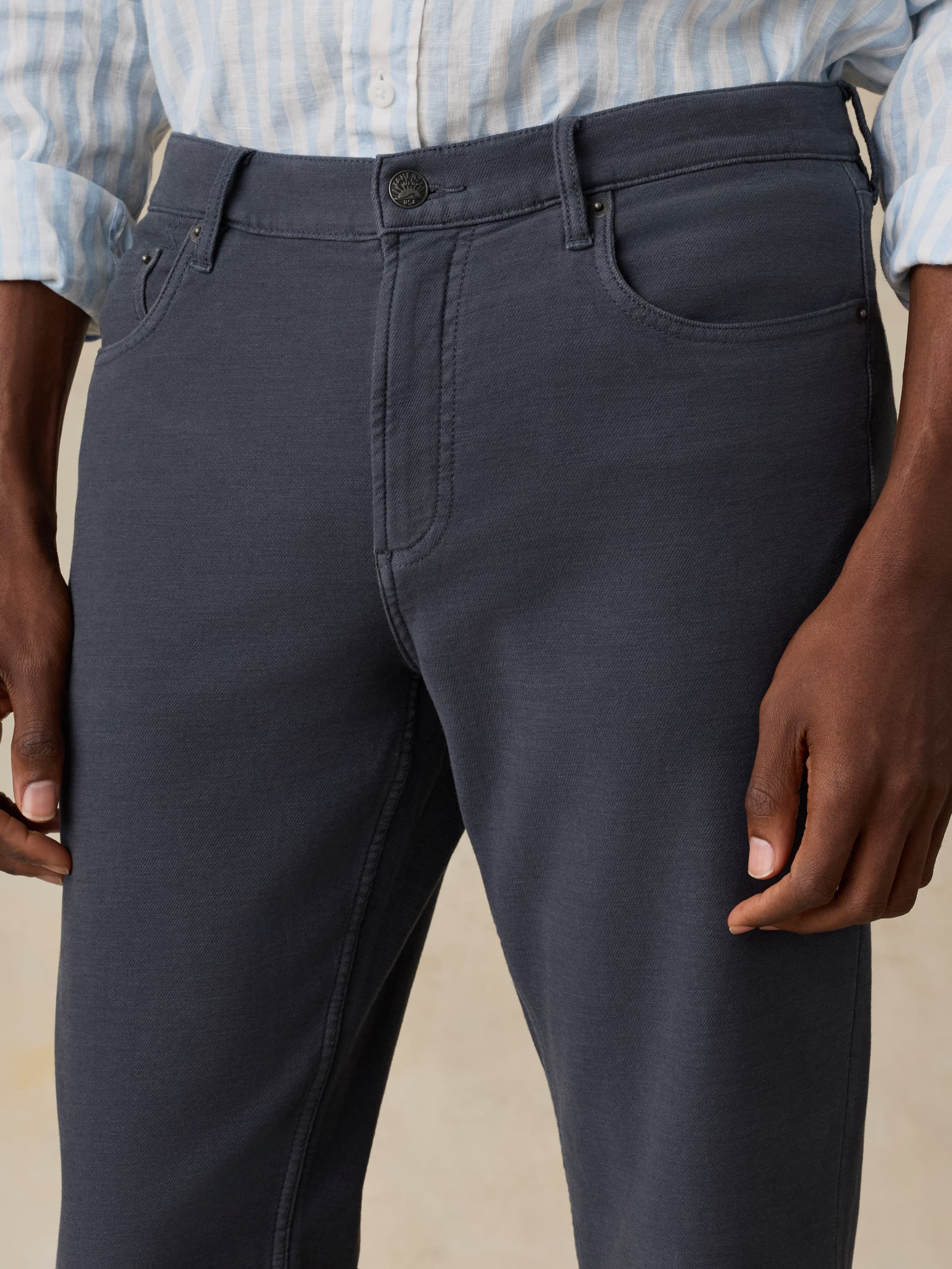 Stretch Terry 5-Pocket Pant - Navy | Faherty Brand