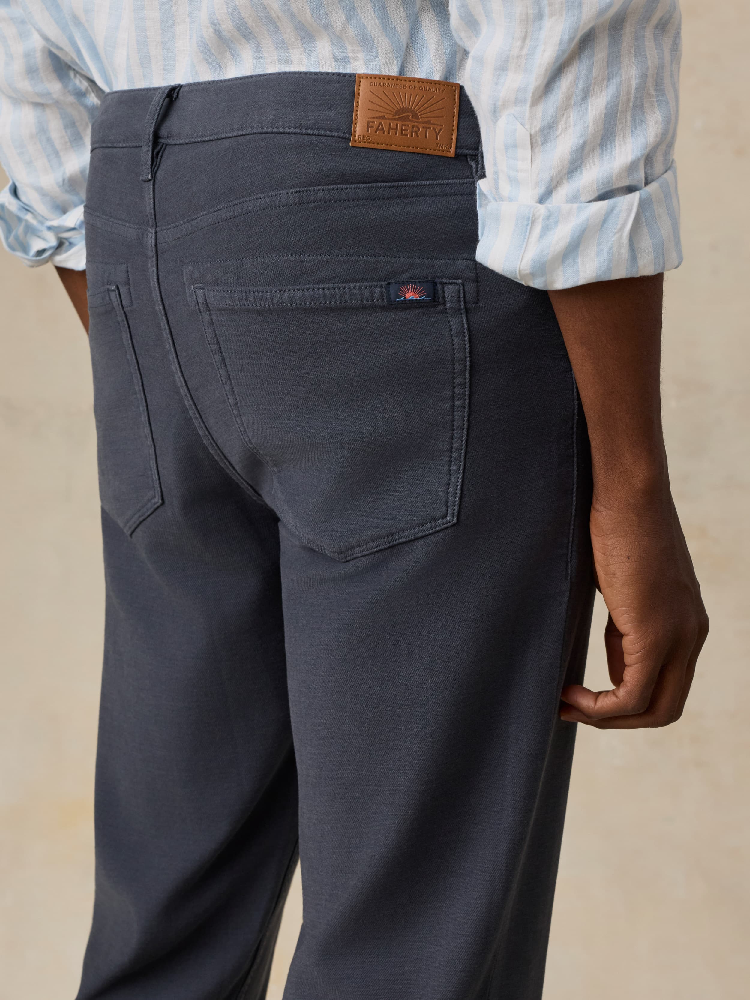 Stretch Terry 5-Pocket Pant - Navy | Faherty Brand