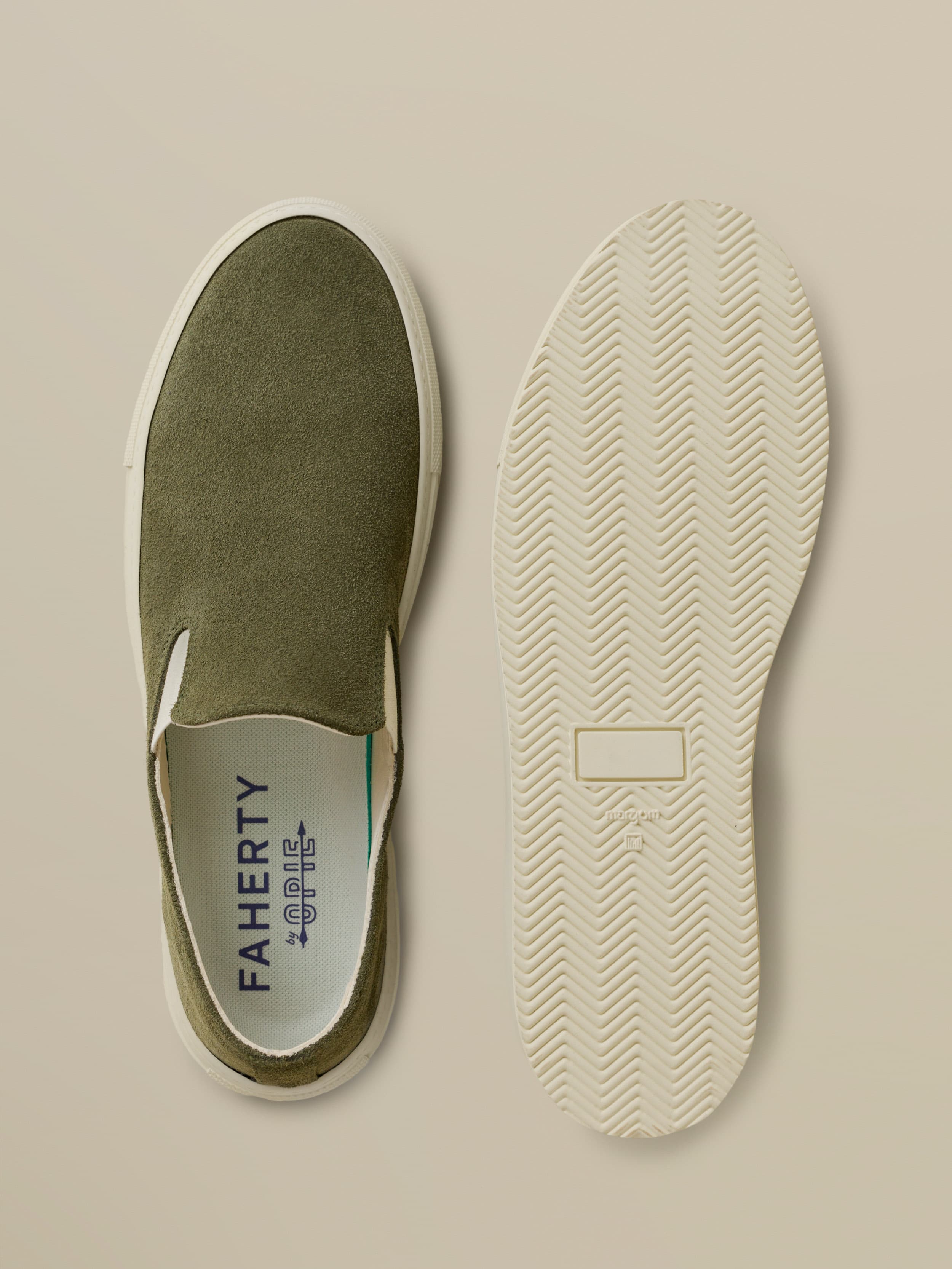 Faherty X Opie Way Slip On Sneaker - Olive | Faherty Brand
