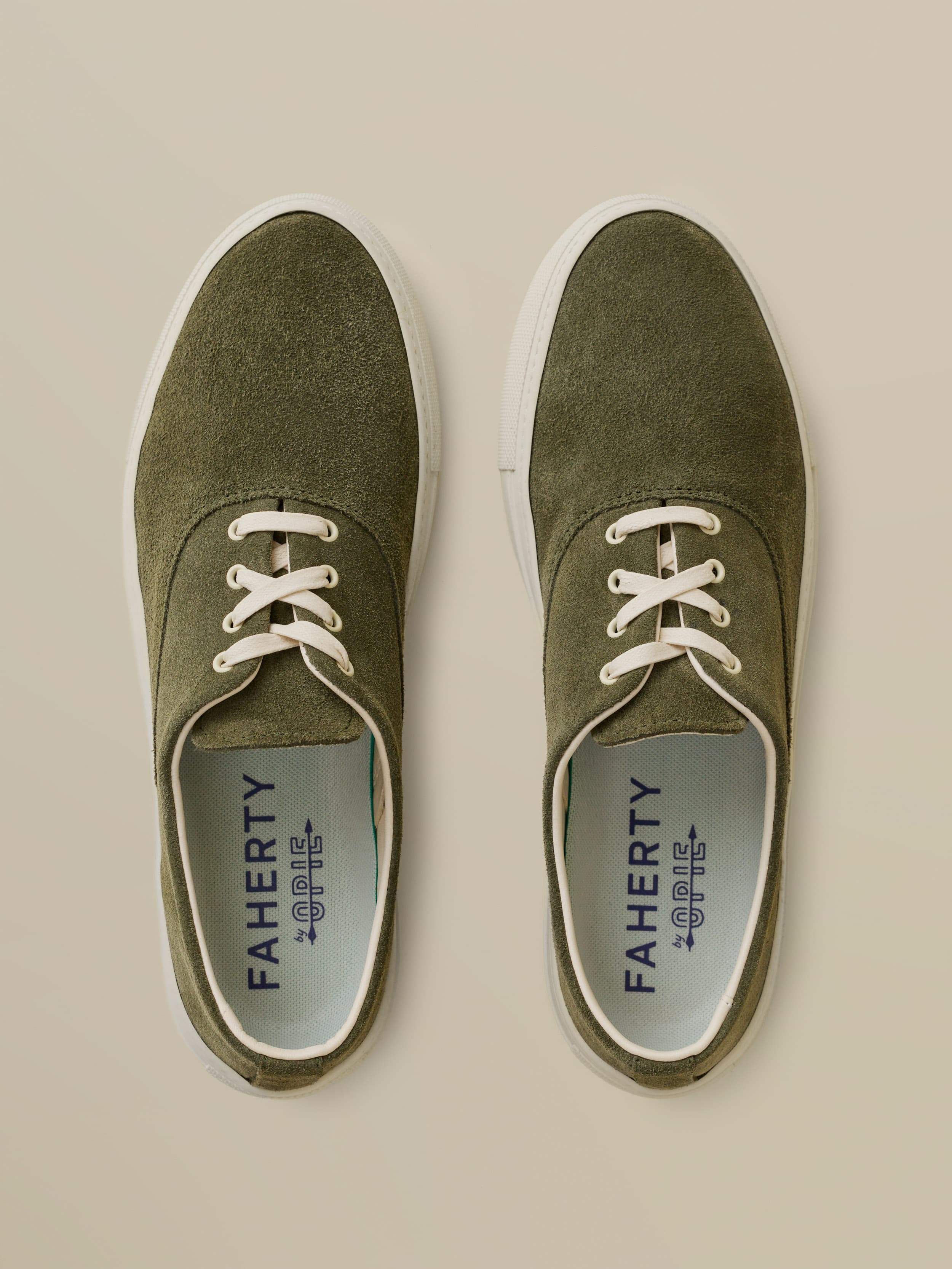 Faherty X Opie Way Deck Sneaker - Olive | Faherty Brand