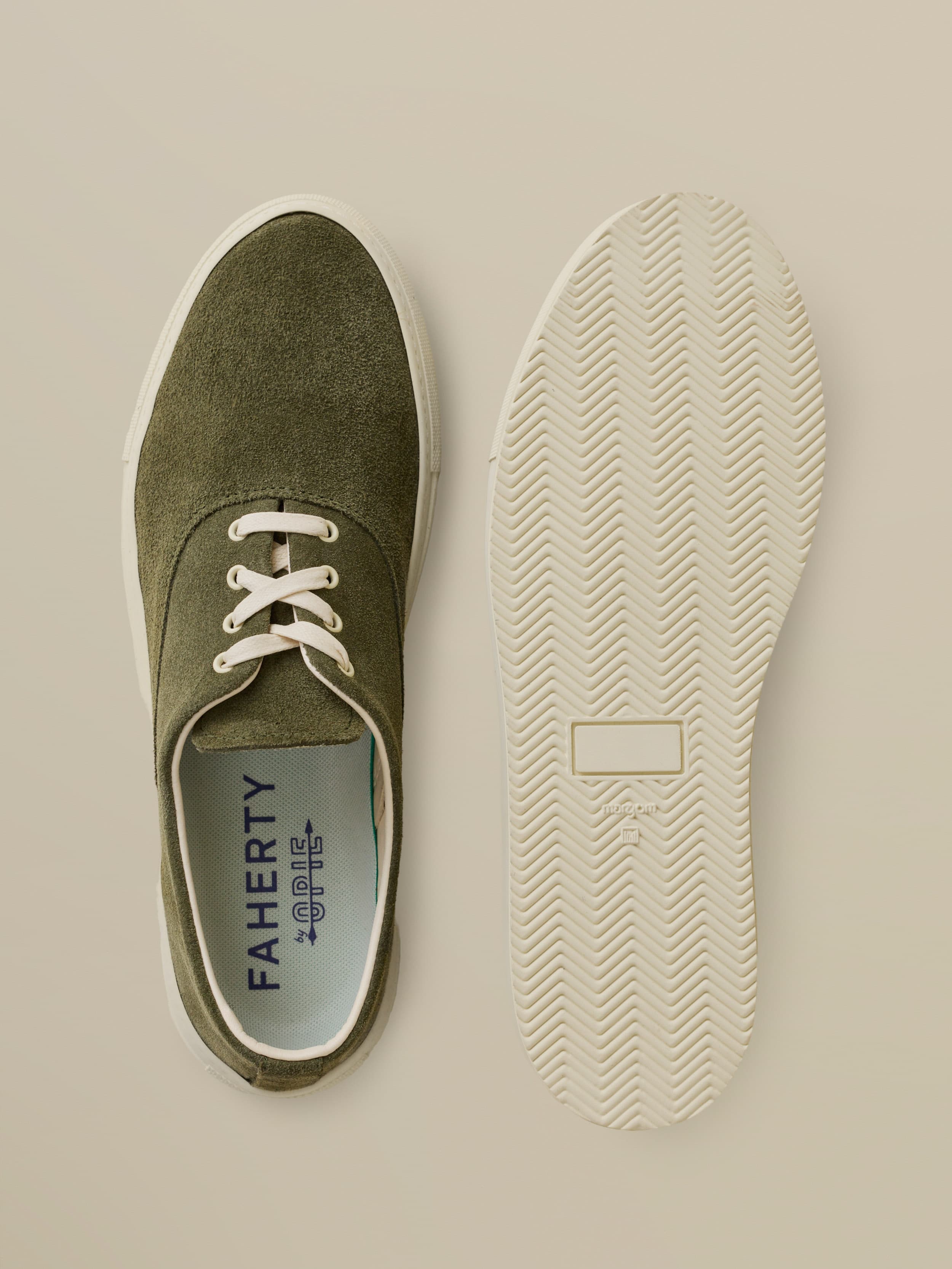 Faherty X Opie Way Deck Sneaker - Olive | Faherty Brand
