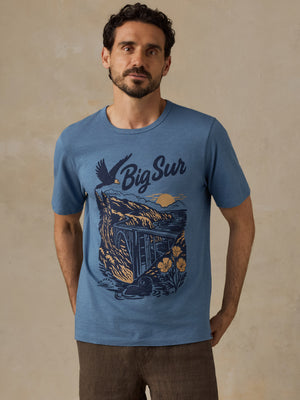 Faherty x Parks Project Big Sur Short-Sleeve Sunwashed Regenerative Tee - Blue Shore