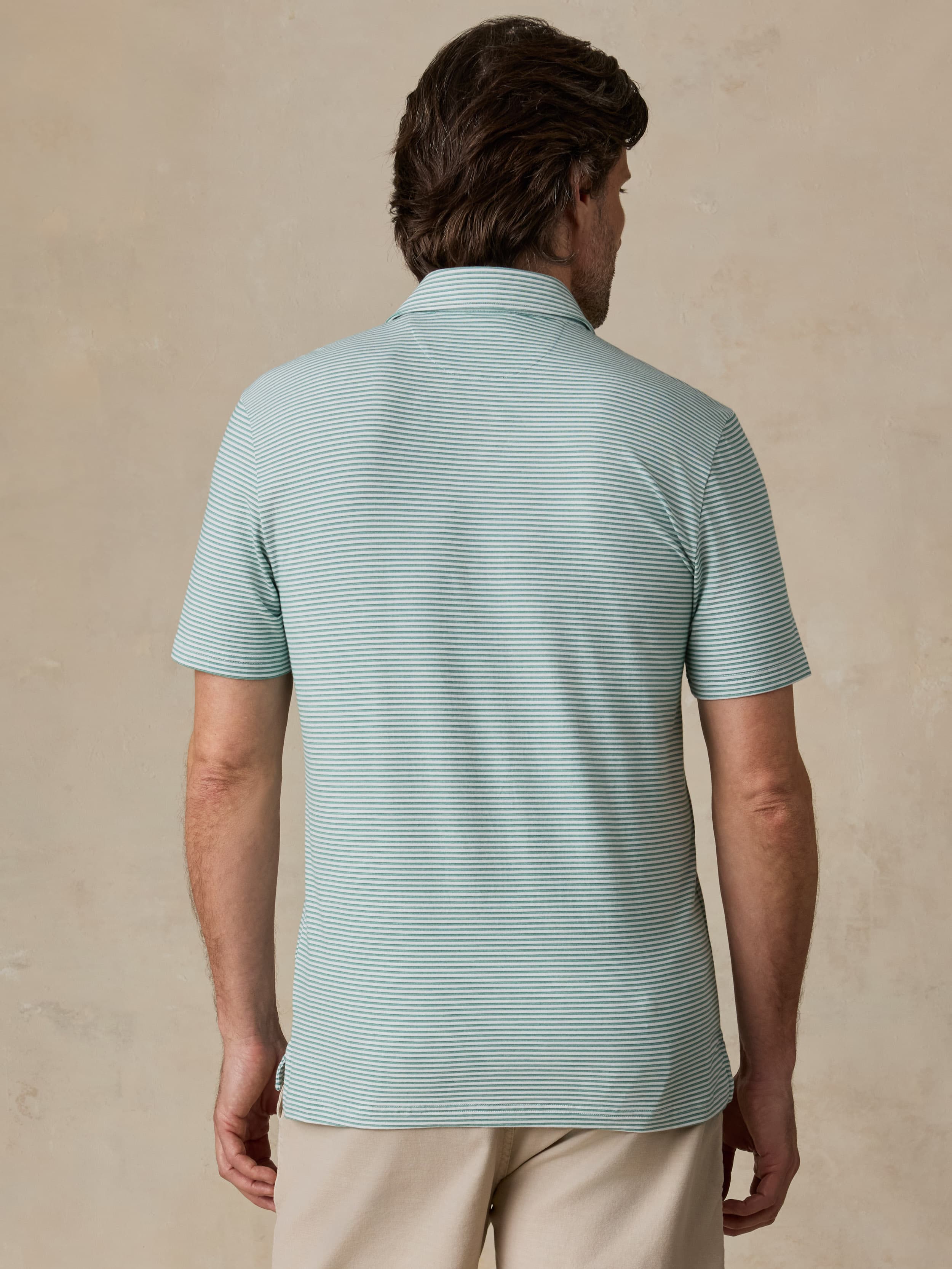Short-Sleeve Movement™ Polo - Ivory Spring Stripe | Faherty Brand