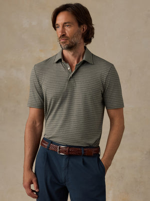 Short-Sleeve Movement Polo - Olive Rock Stripe