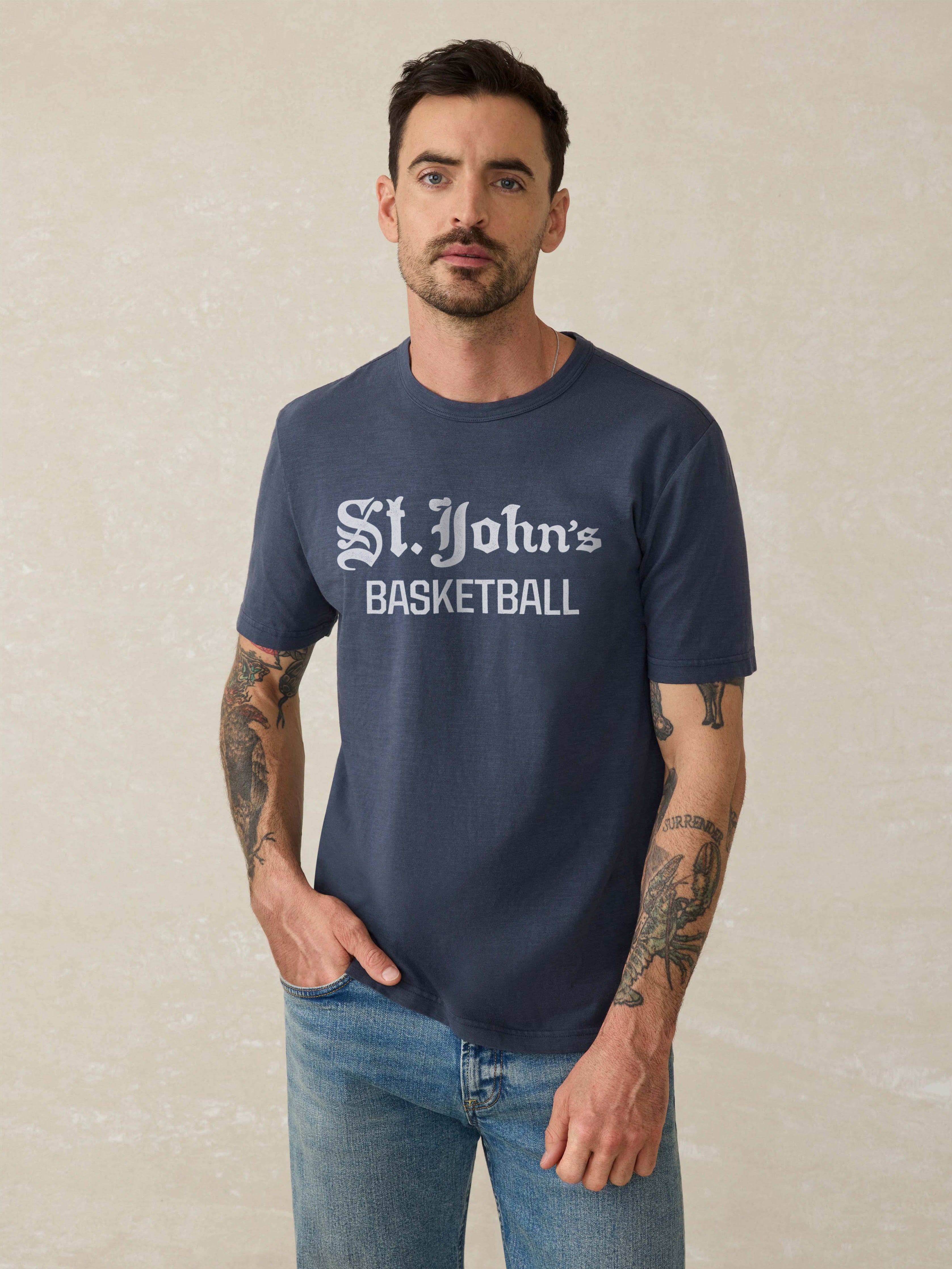 St. John's Sunwashed Regenerative Tee - Dune Navy