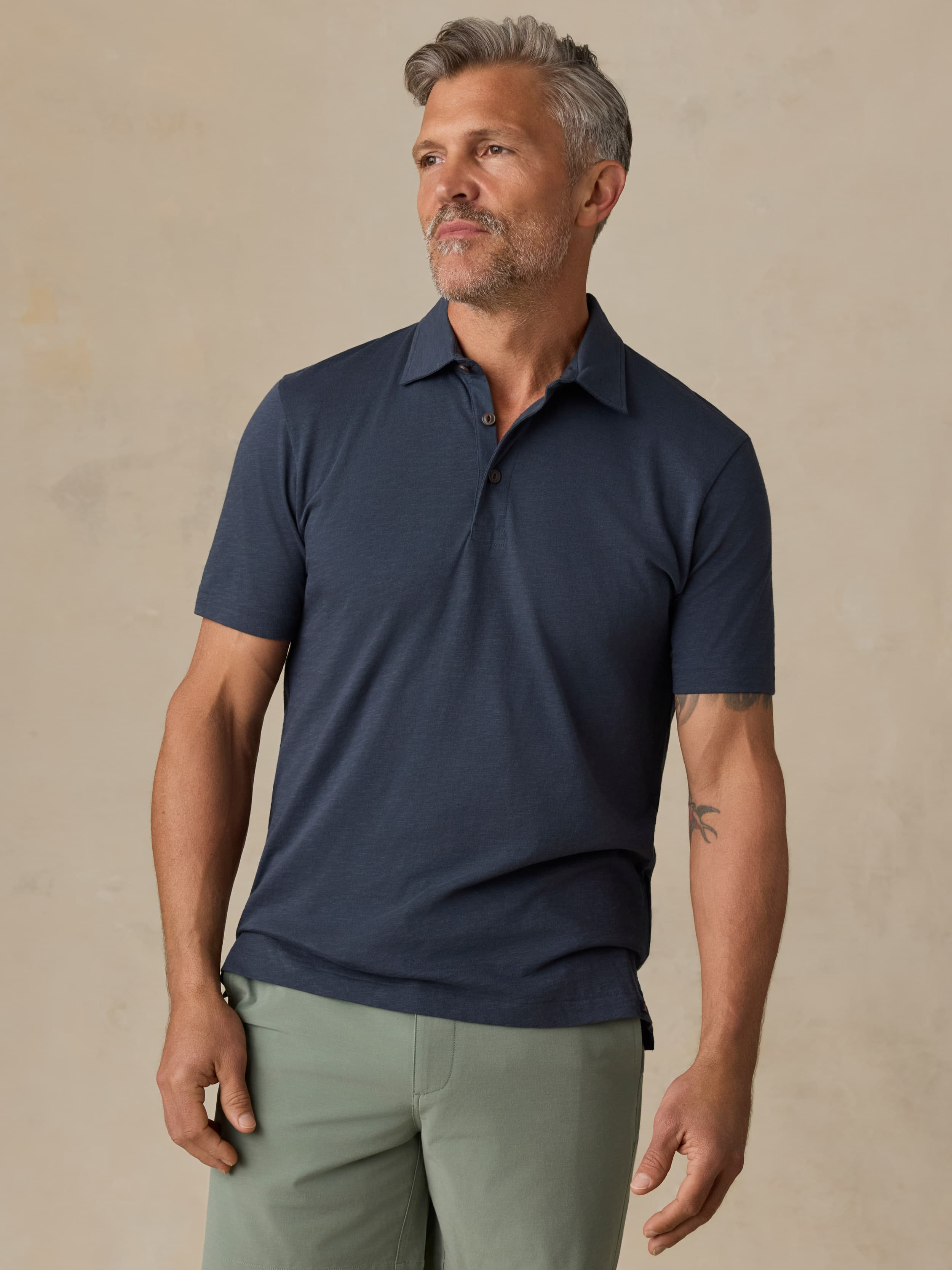 Sunwashed T-Shirt Polo - Dune Navy | Faherty Brand