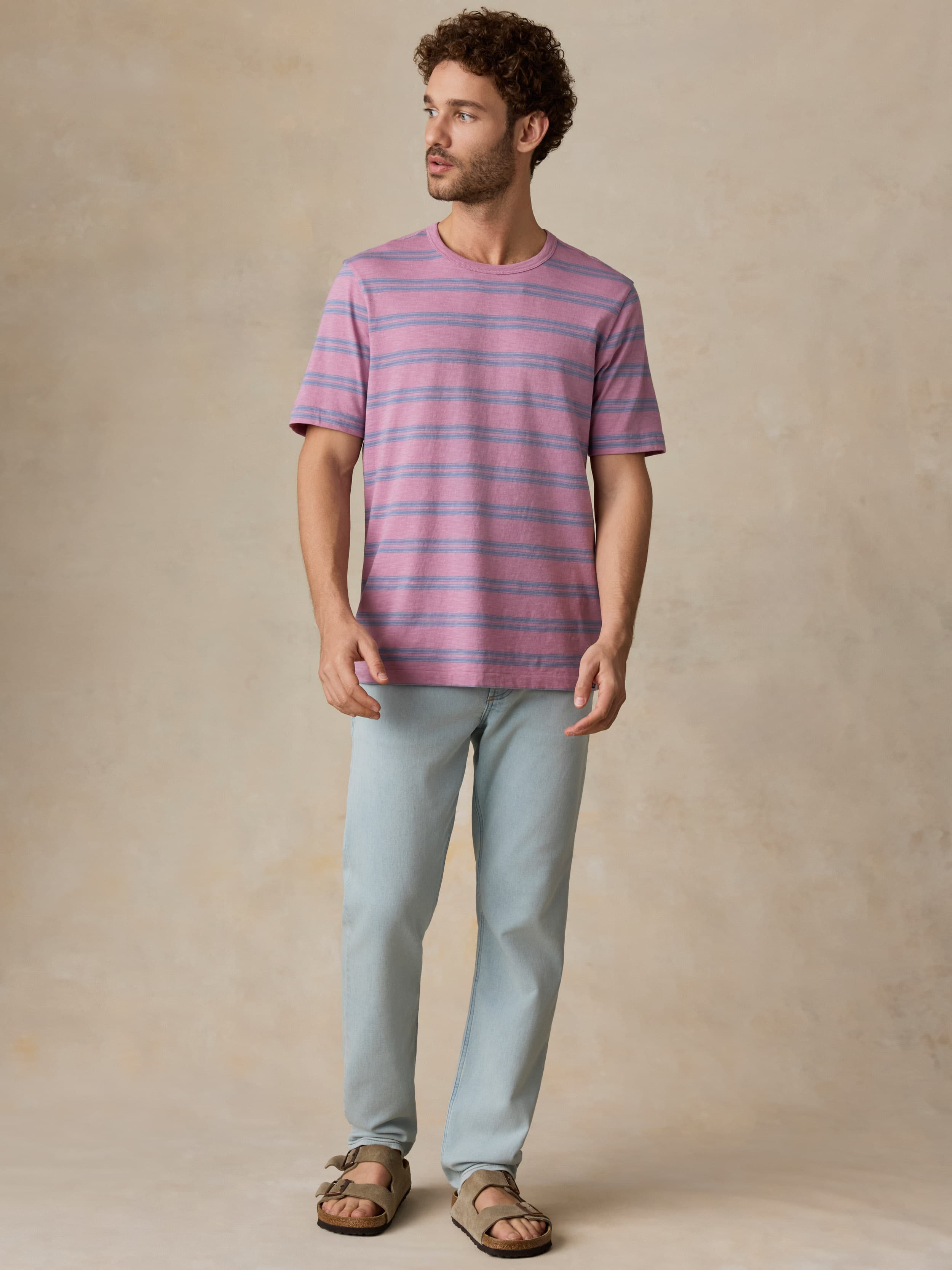 Sunwashed Regenerative Tee - Coast Orchid Stripe | Faherty Brand