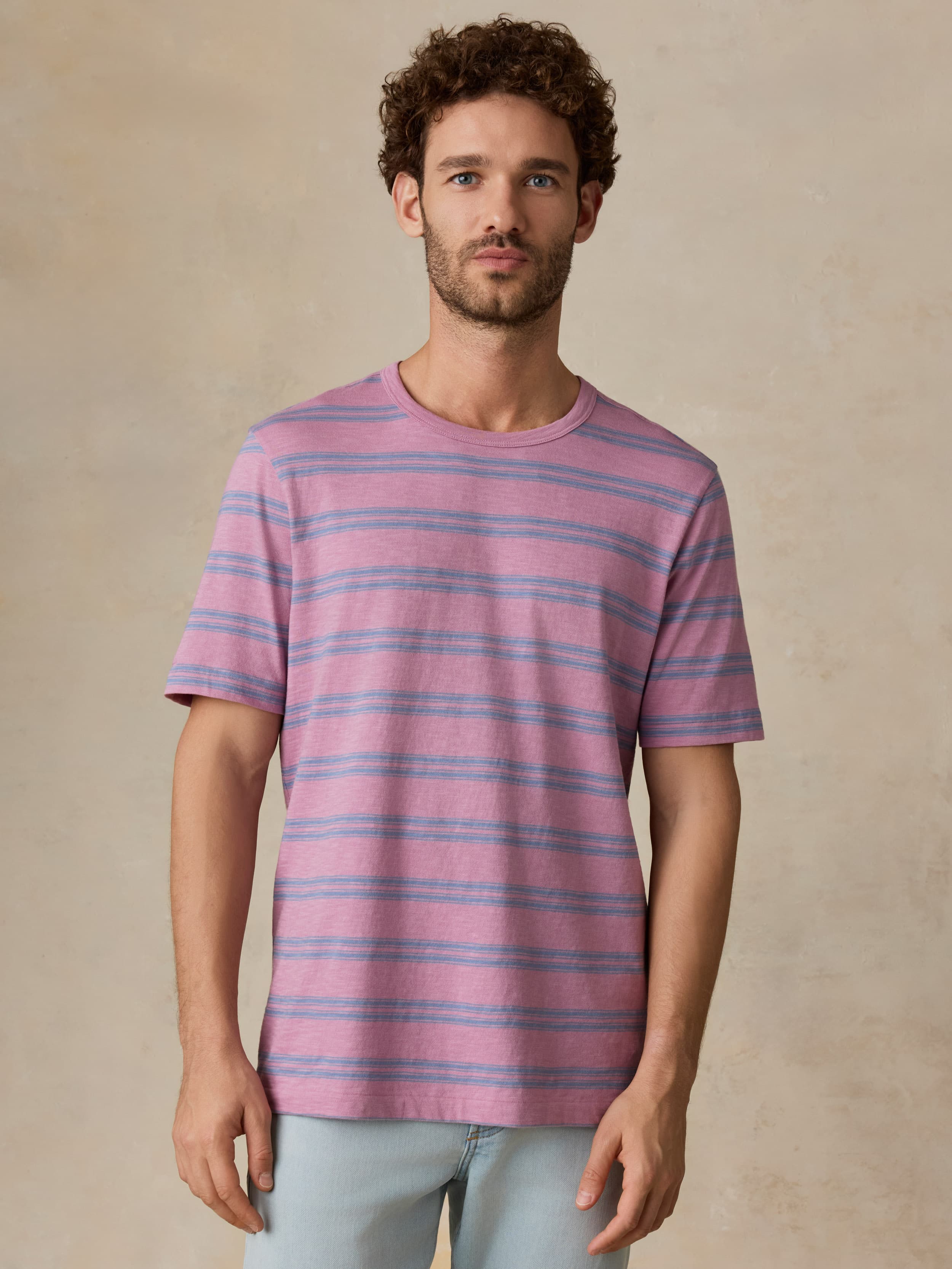 Sunwashed Regenerative Tee - Coast Orchid Stripe | Faherty Brand